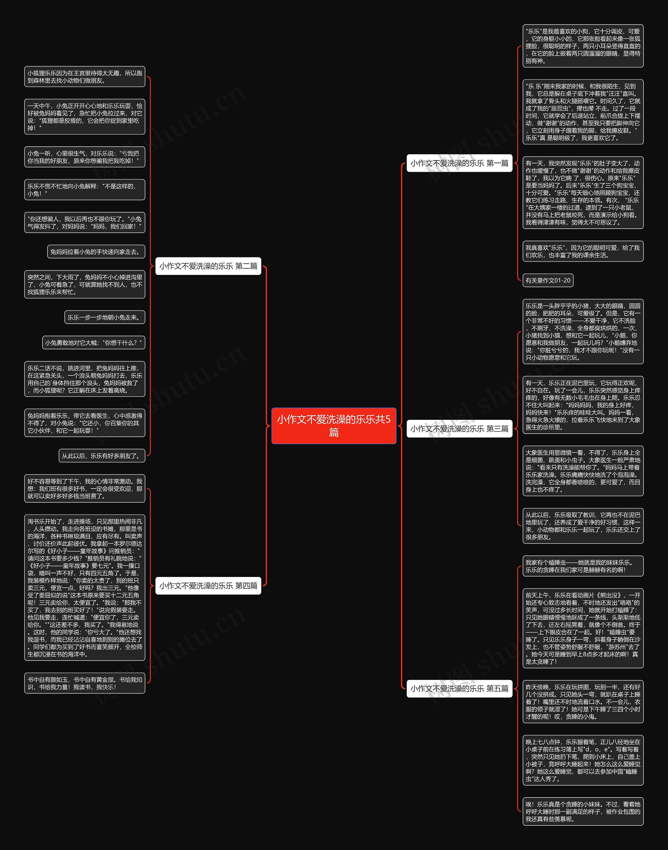 小作文不爱洗澡的乐乐共5篇思维导图