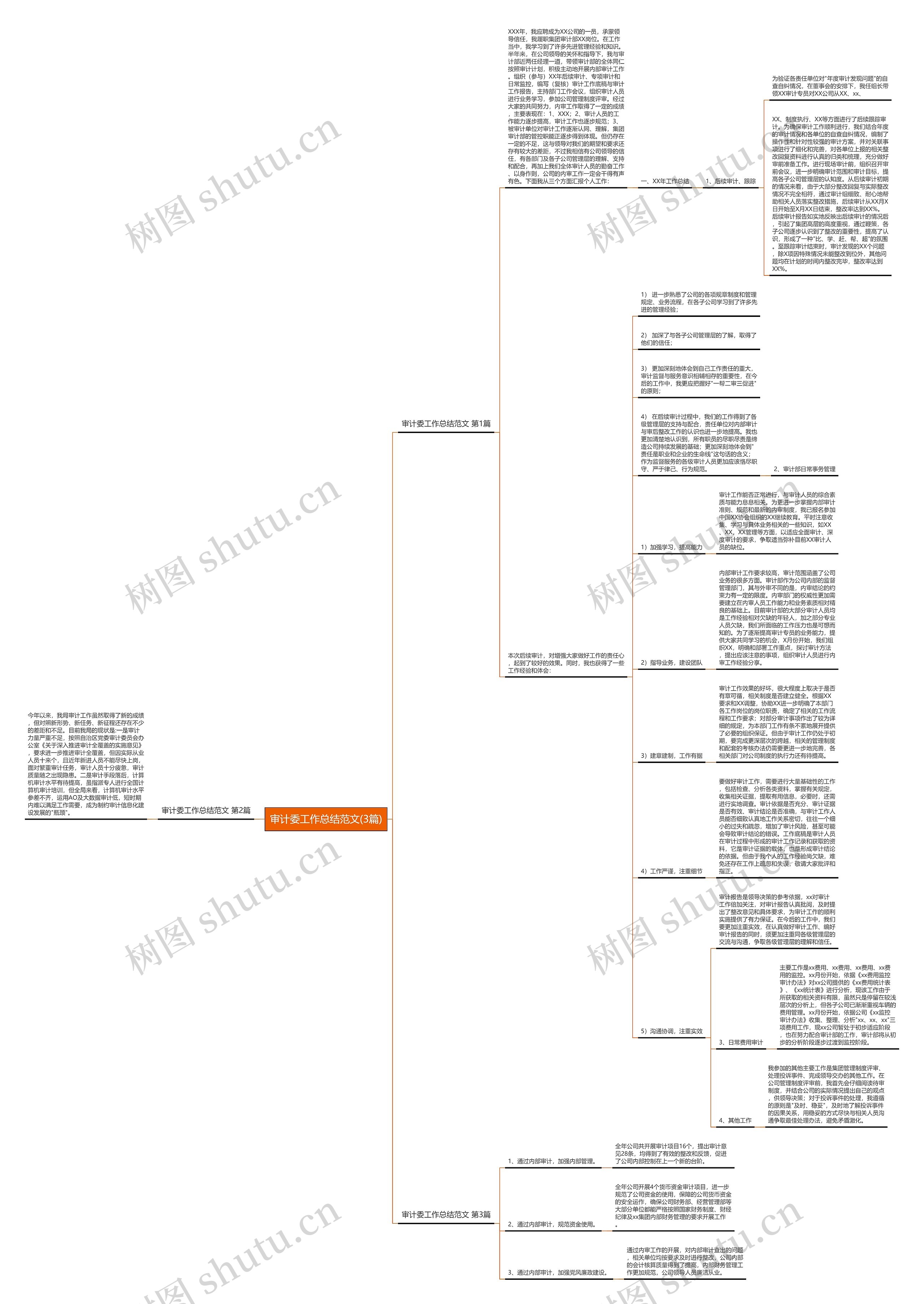 审计委工作总结范文(3篇)思维导图