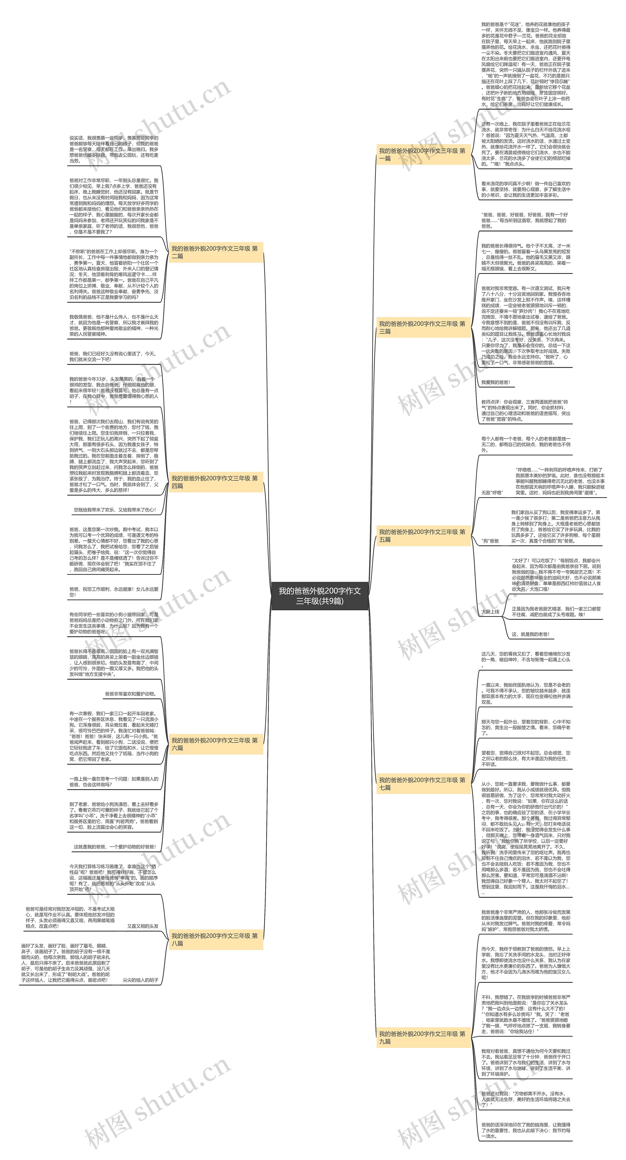 我的爸爸外貌200字作文三年级(共9篇)思维导图