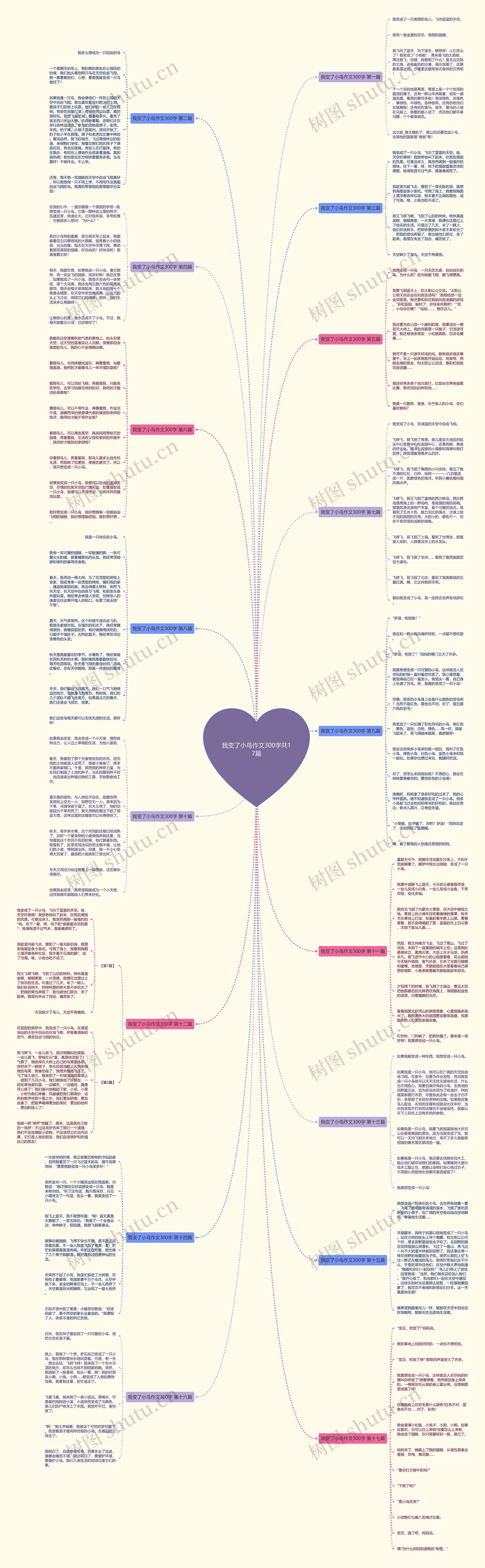 我变了小鸟作文300字共17篇思维导图