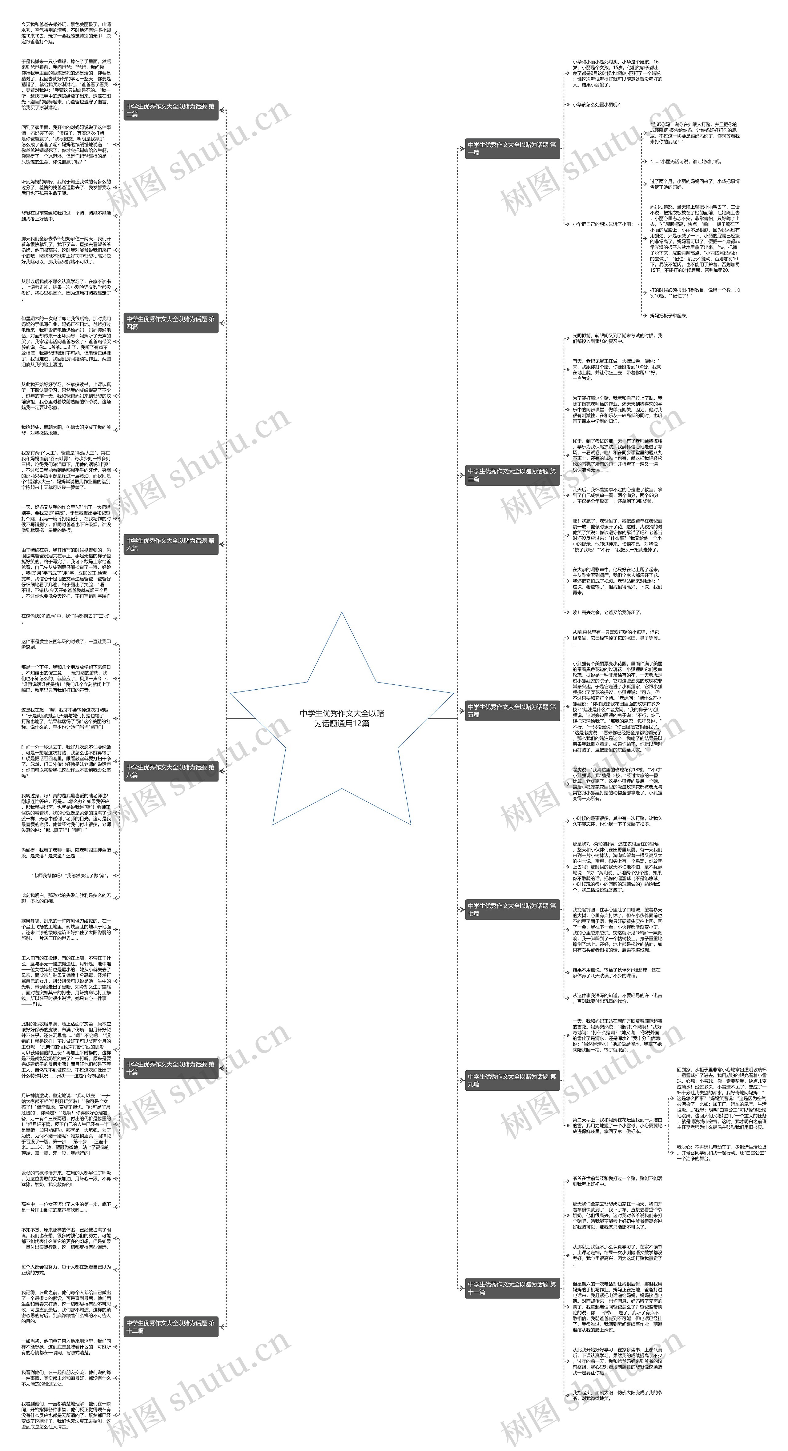 中学生优秀作文大全以赌为话题通用12篇思维导图