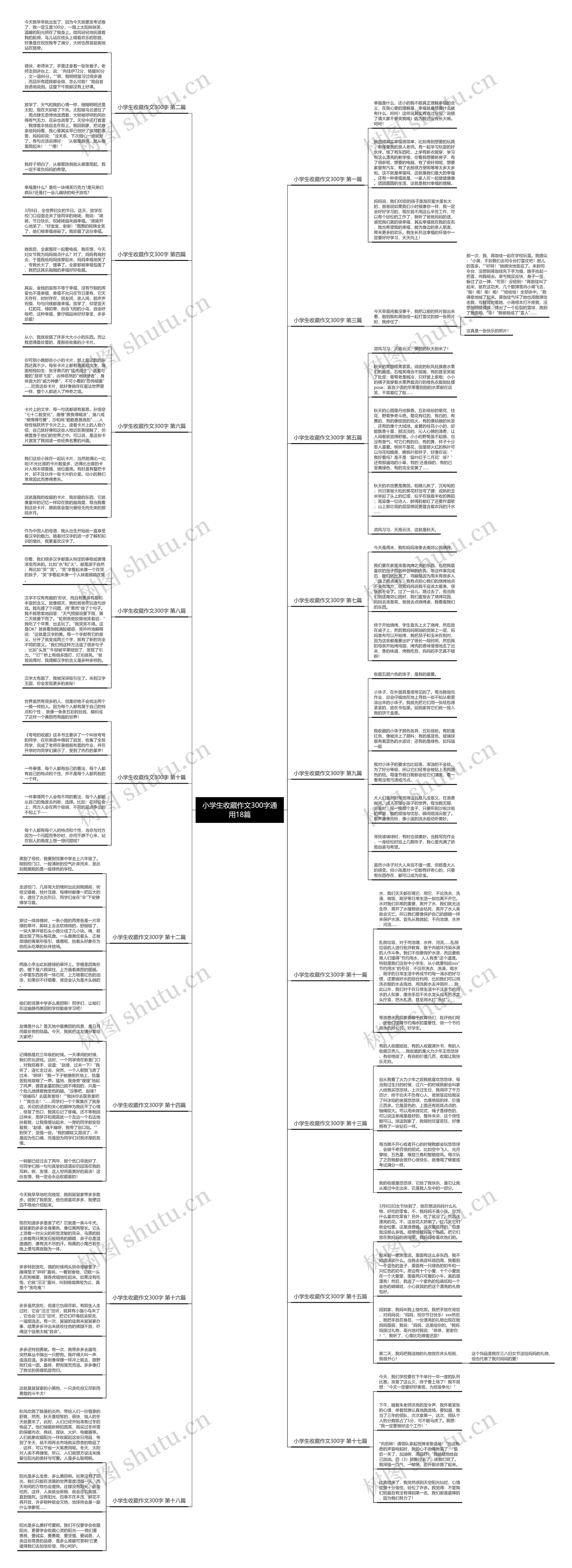 小学生收藏作文300字通用18篇思维导图