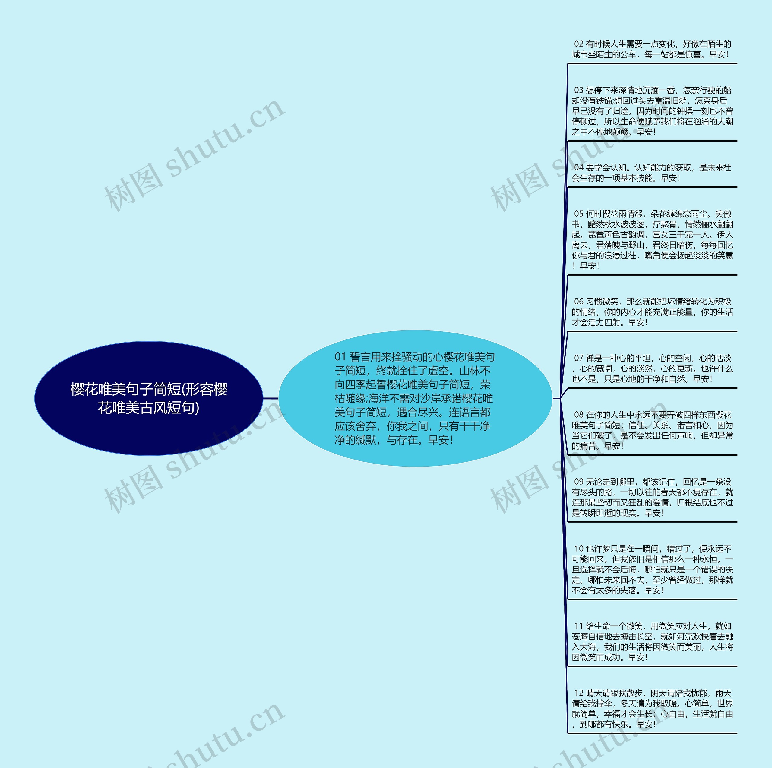 樱花唯美句子简短(形容樱花唯美古风短句)思维导图