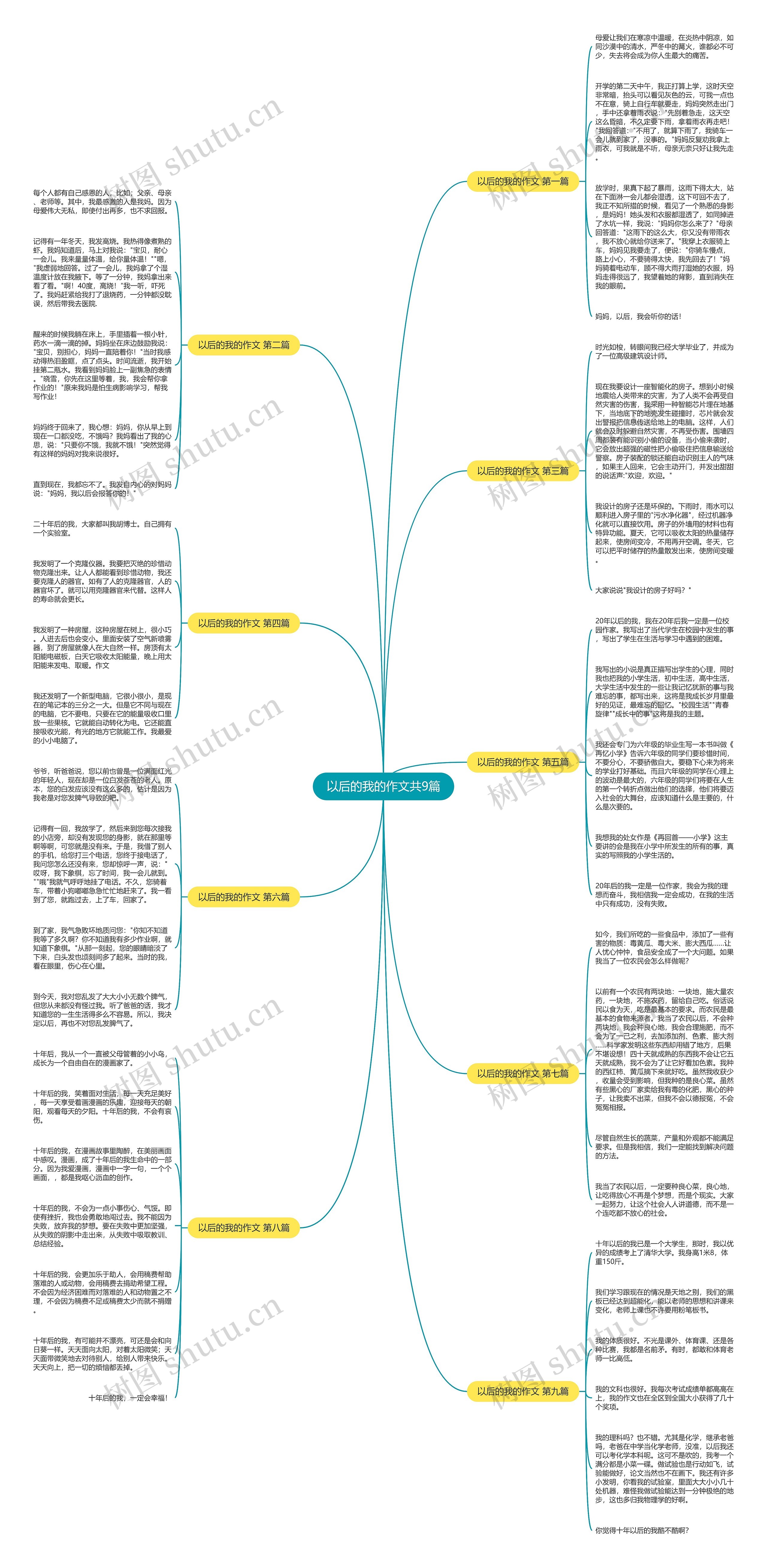 以后的我的作文共9篇思维导图