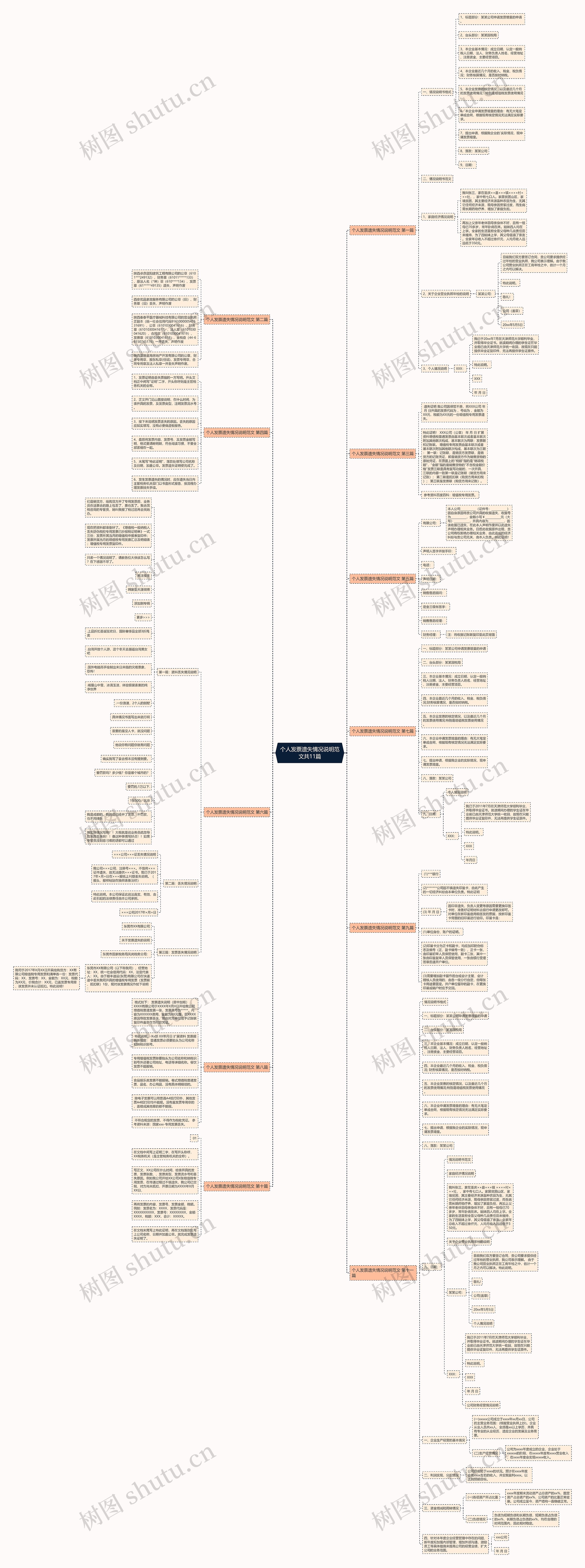 个人发票遗失情况说明范文共11篇思维导图