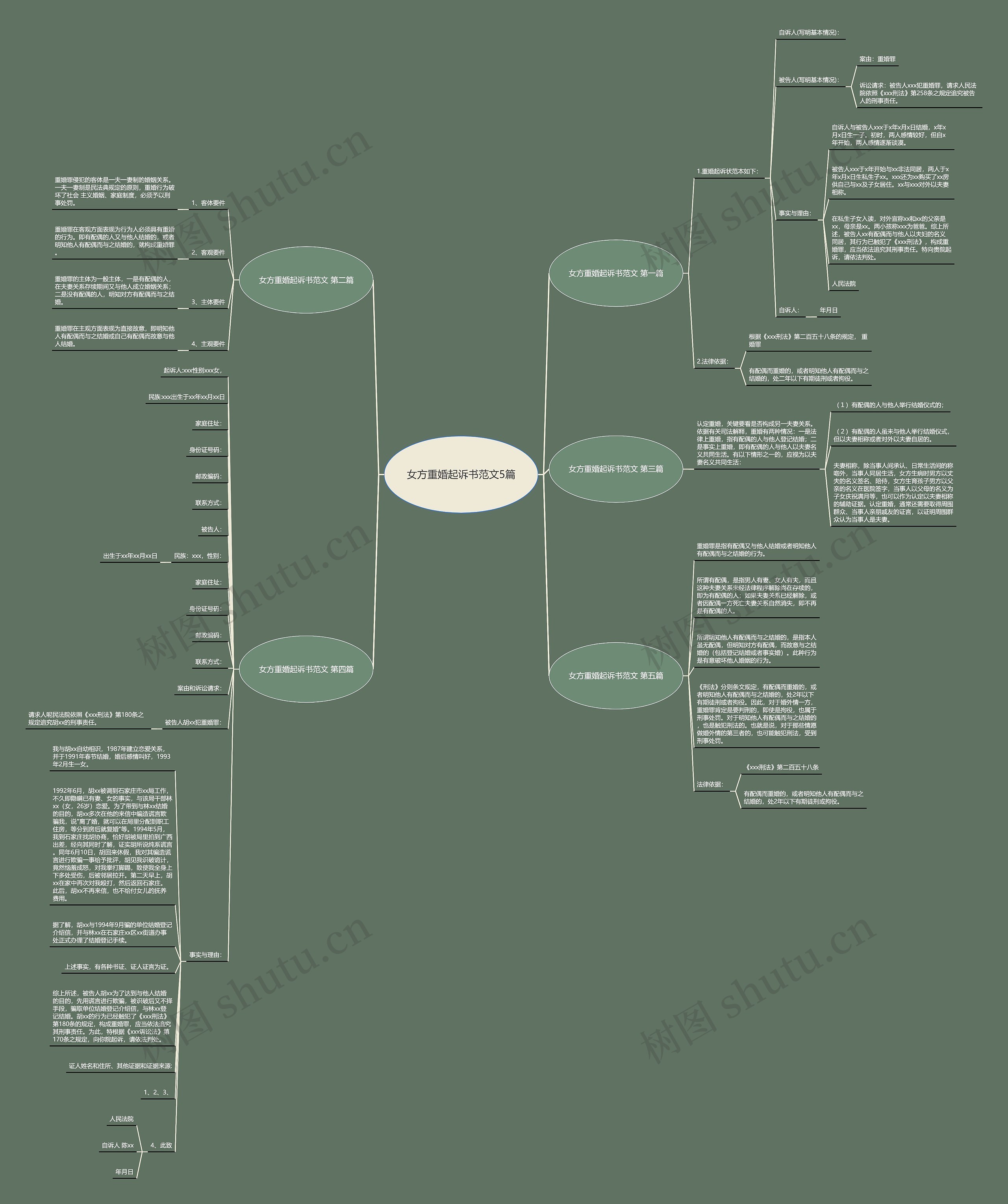 女方重婚起诉书范文5篇思维导图