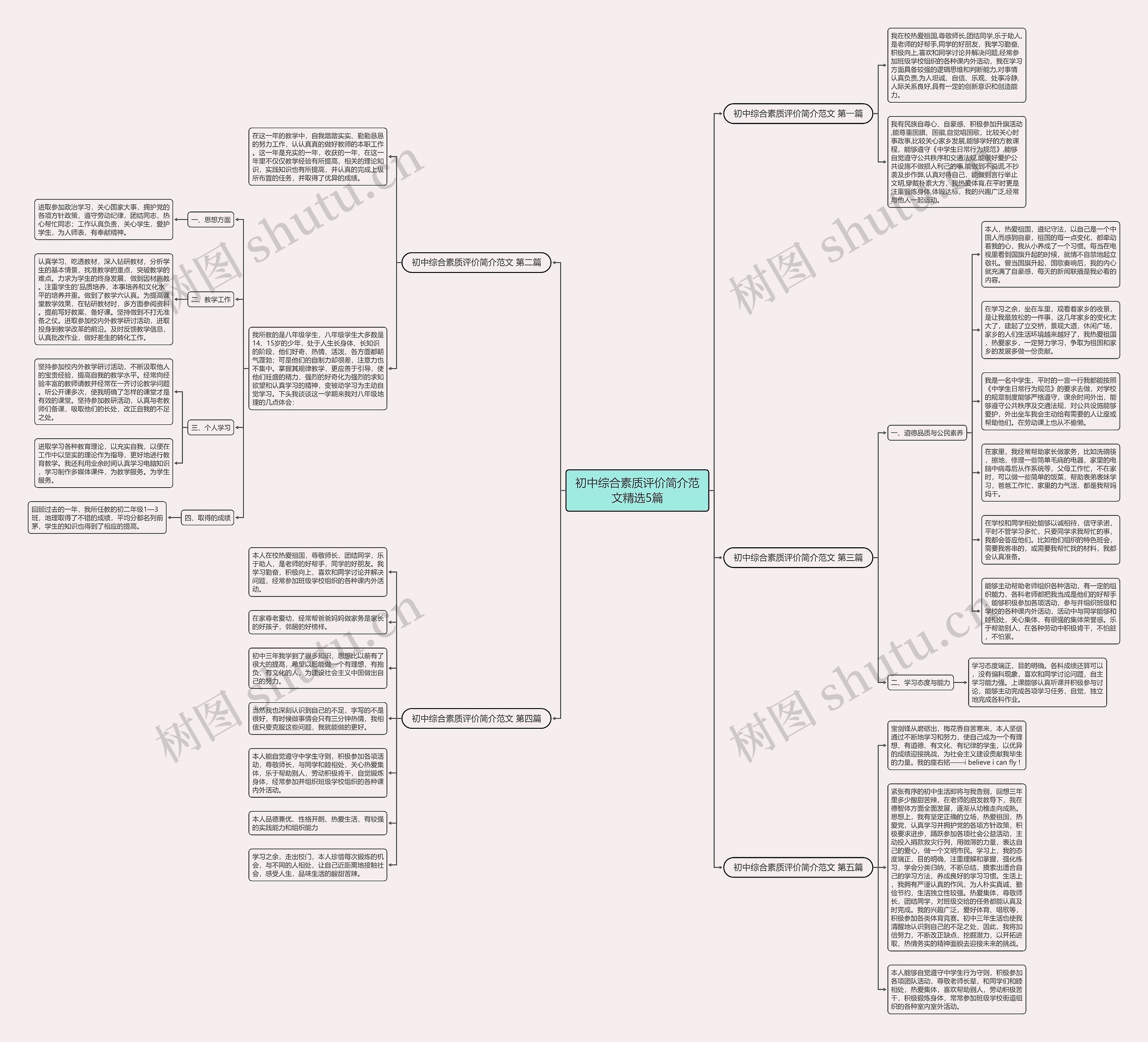 初中综合素质评价简介范文精选5篇思维导图