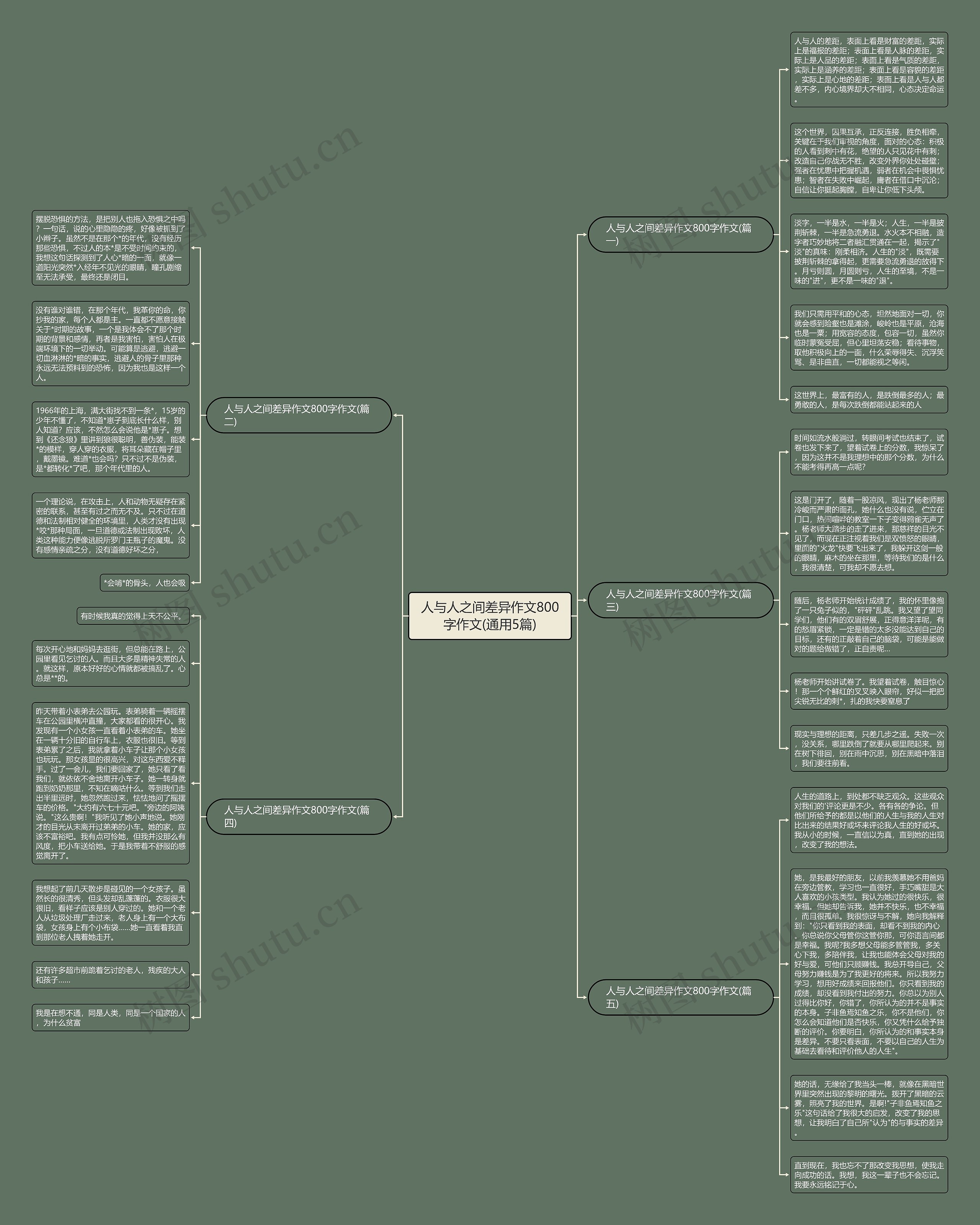 人与人之间差异作文800字作文(通用5篇)思维导图