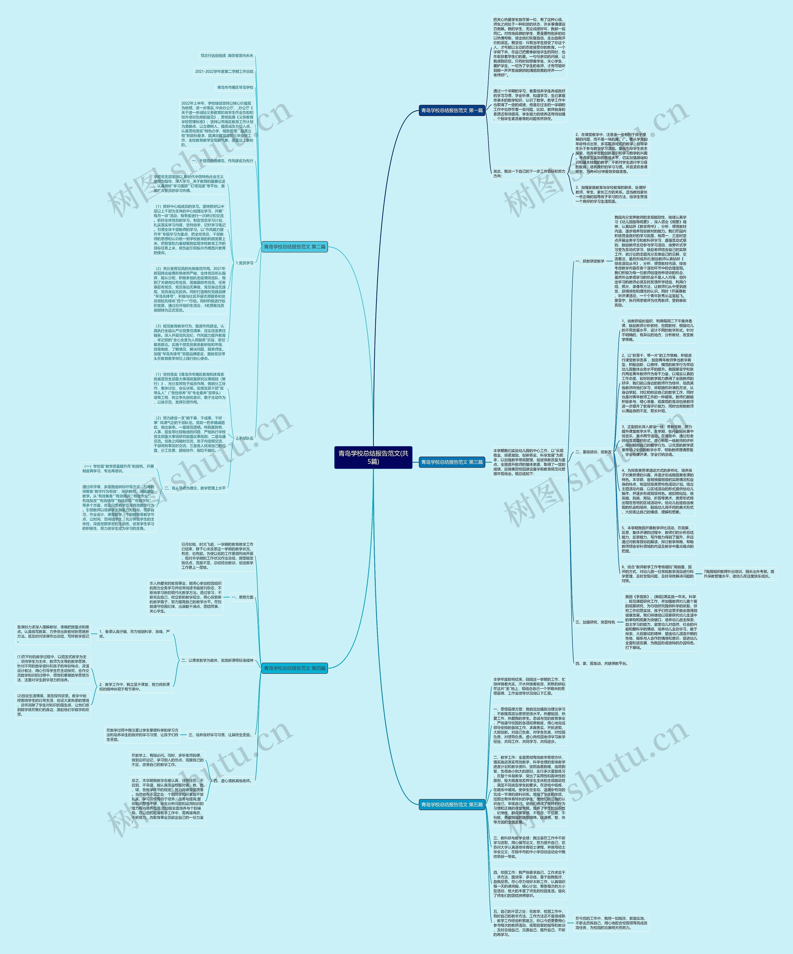 青岛学校总结报告范文(共5篇)思维导图