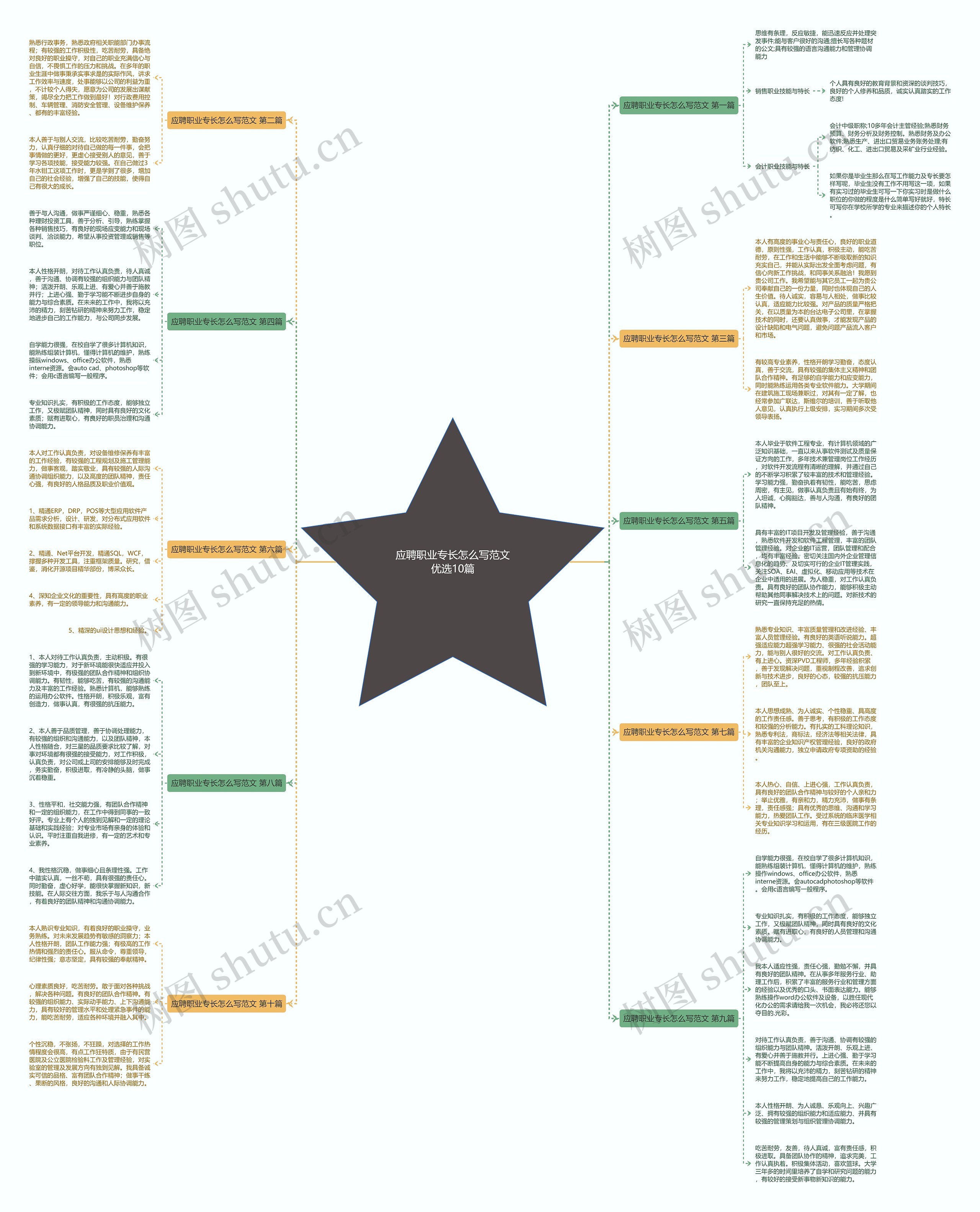 应聘职业专长怎么写范文优选10篇思维导图