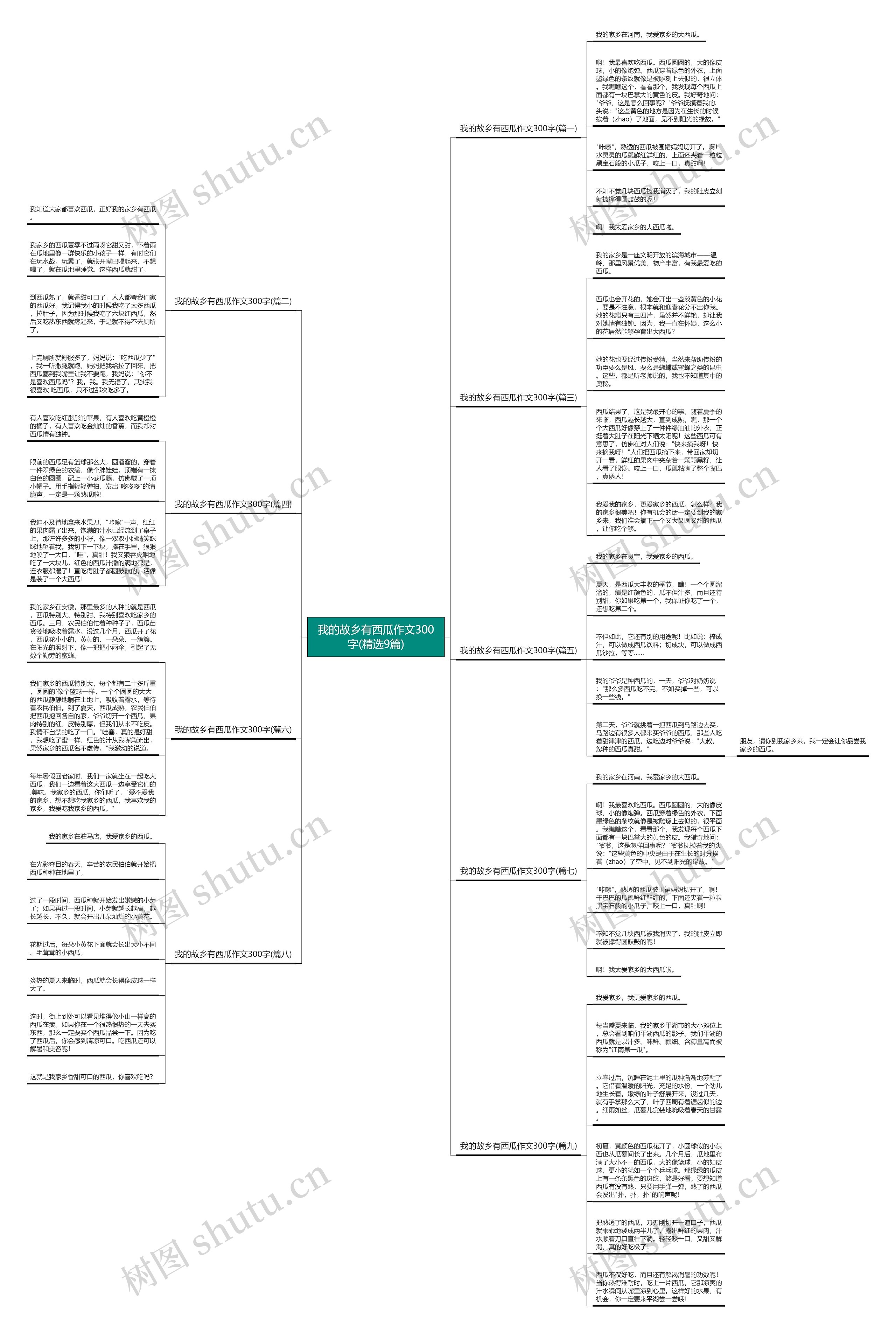 我的故乡有西瓜作文300字(精选9篇)思维导图