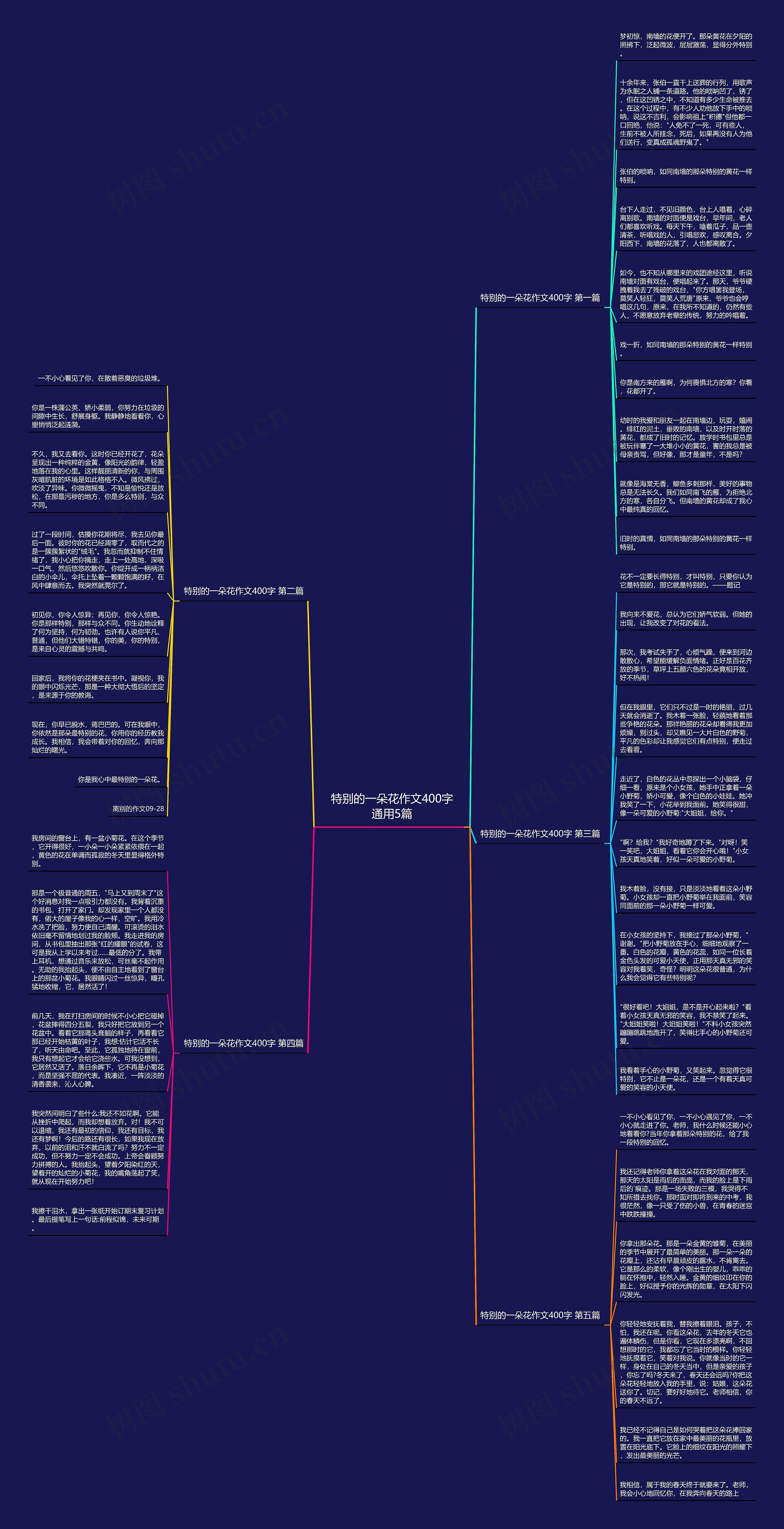 特别的一朵花作文400字通用5篇思维导图