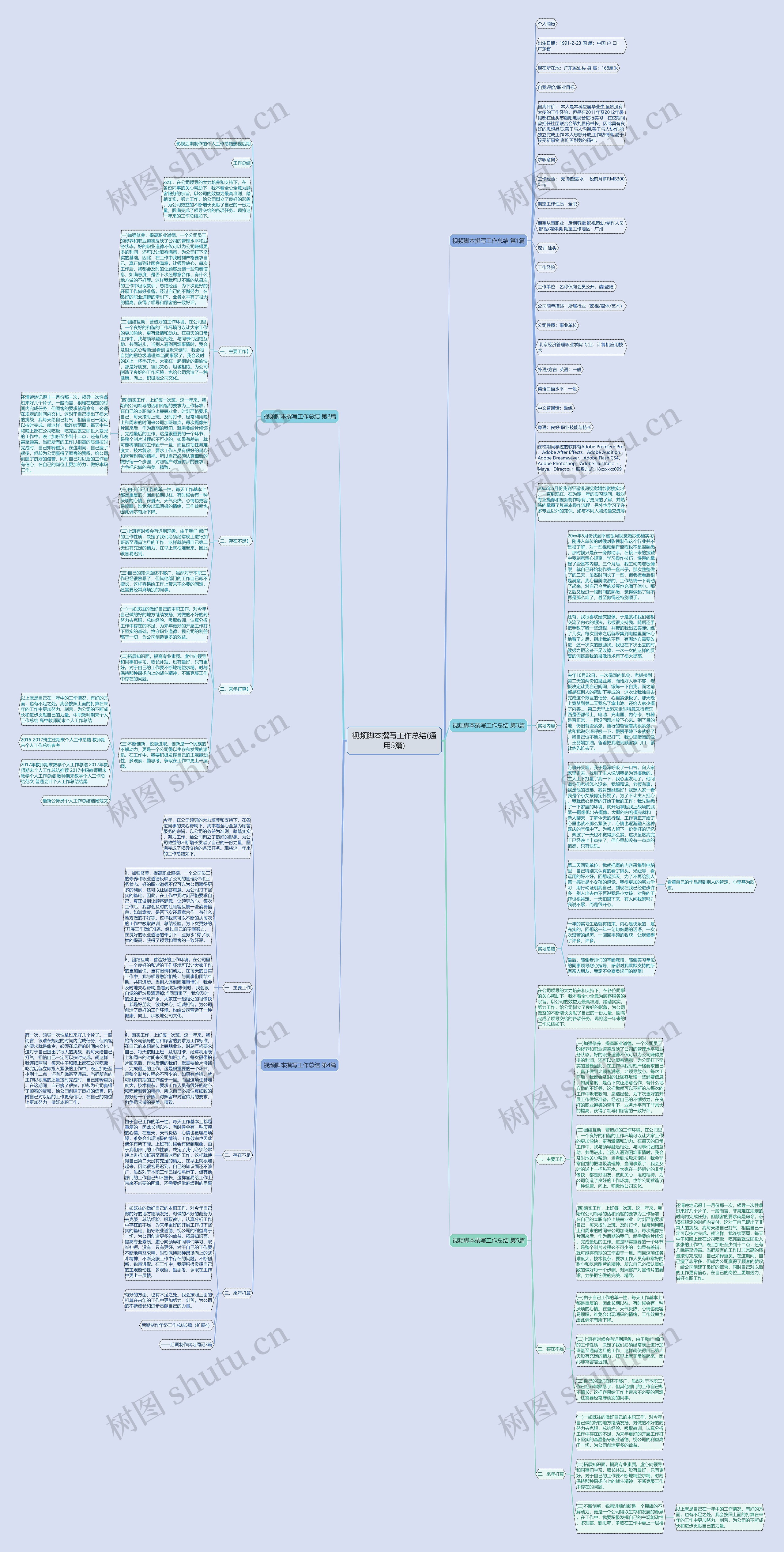 视频脚本撰写工作总结(通用5篇)思维导图