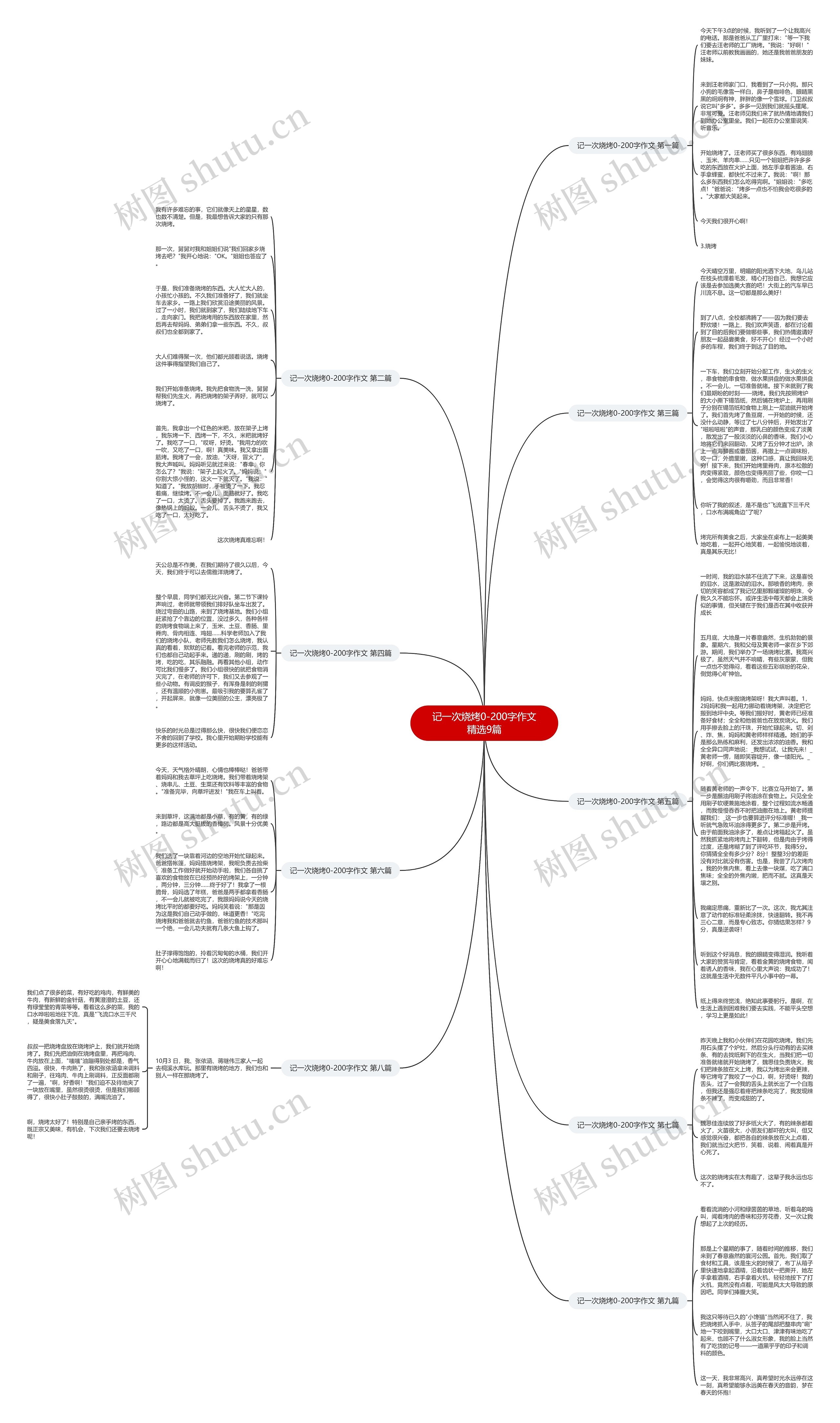 记一次烧烤0-200字作文精选9篇思维导图