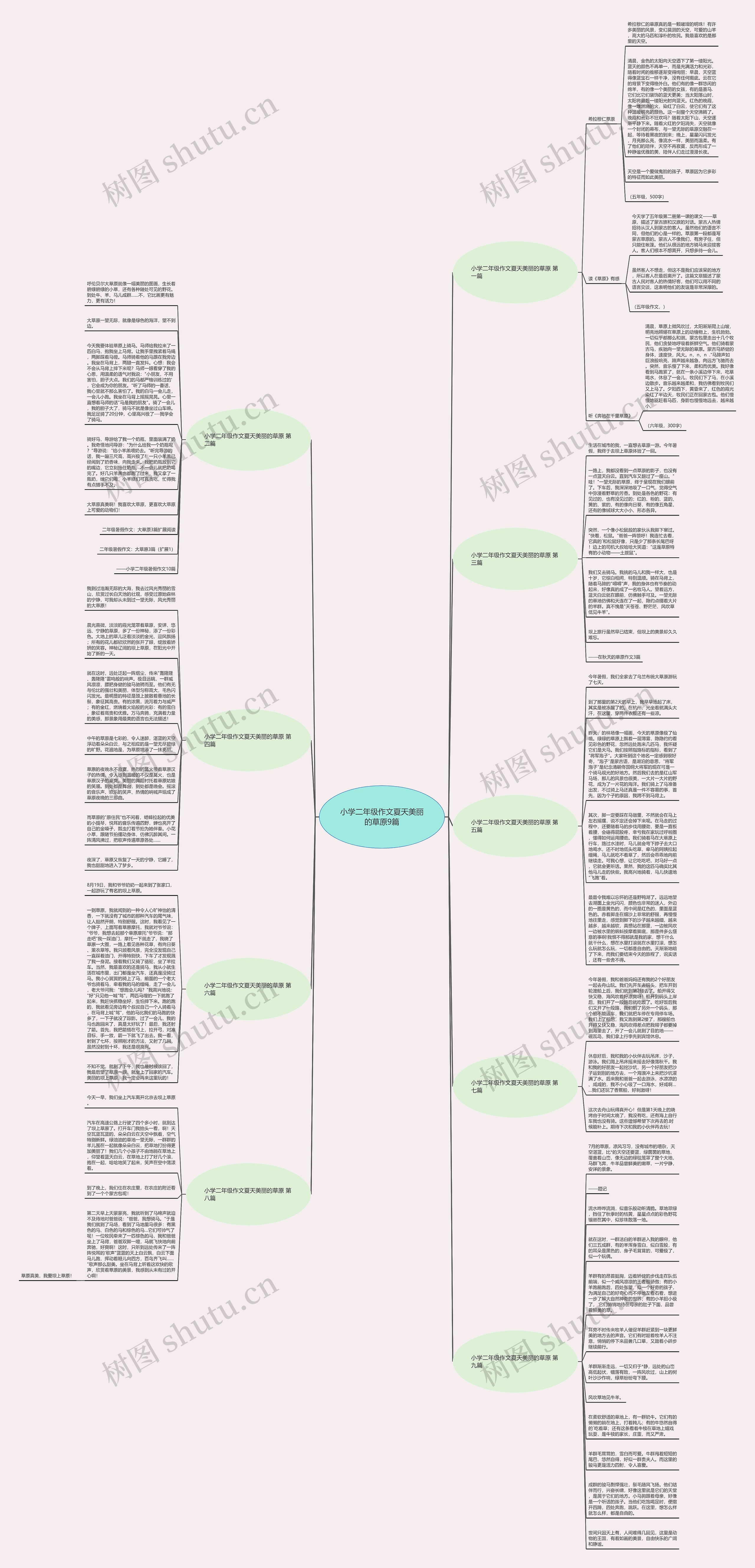 小学二年级作文夏天美丽的草原9篇思维导图