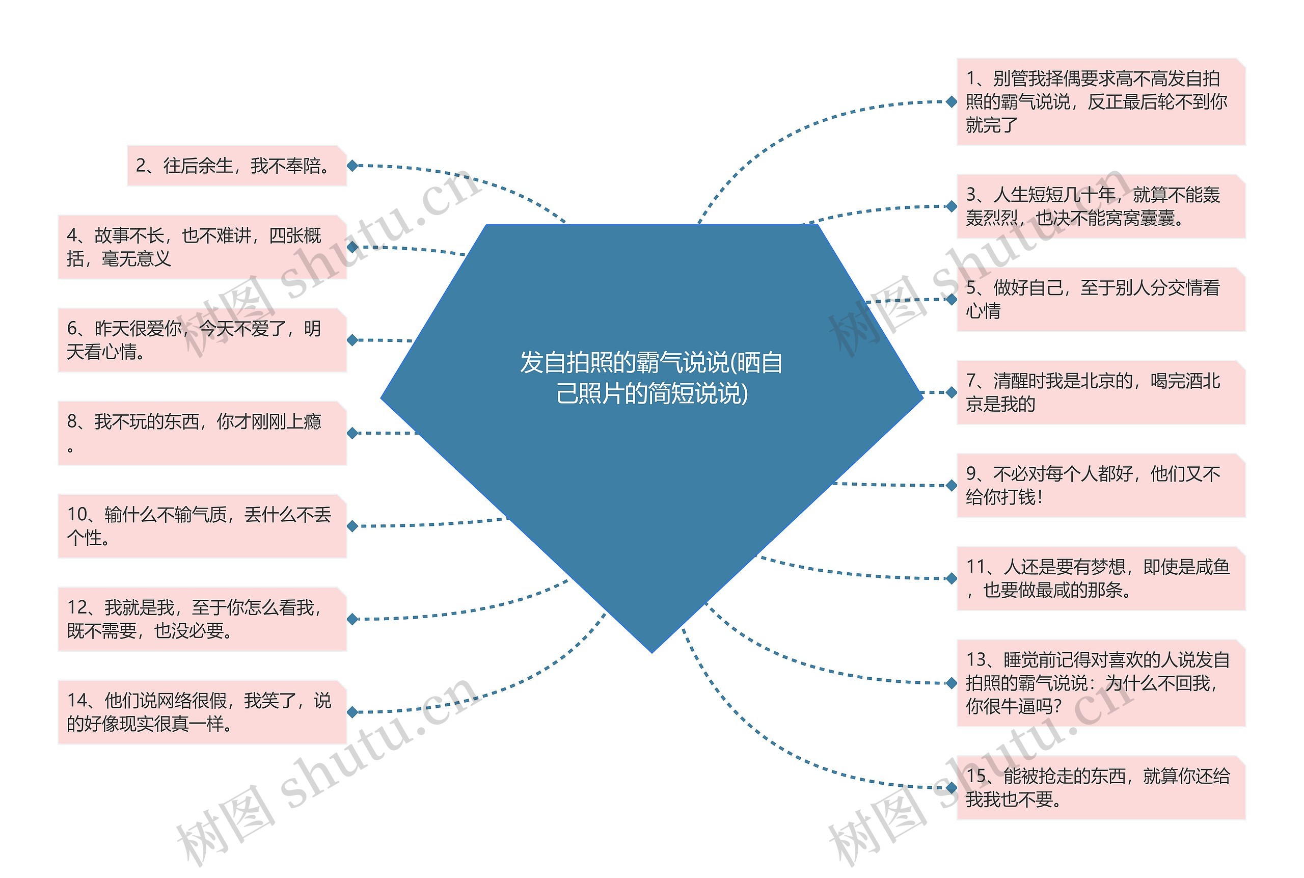 发自拍照的霸气说说(晒自己照片的简短说说)思维导图