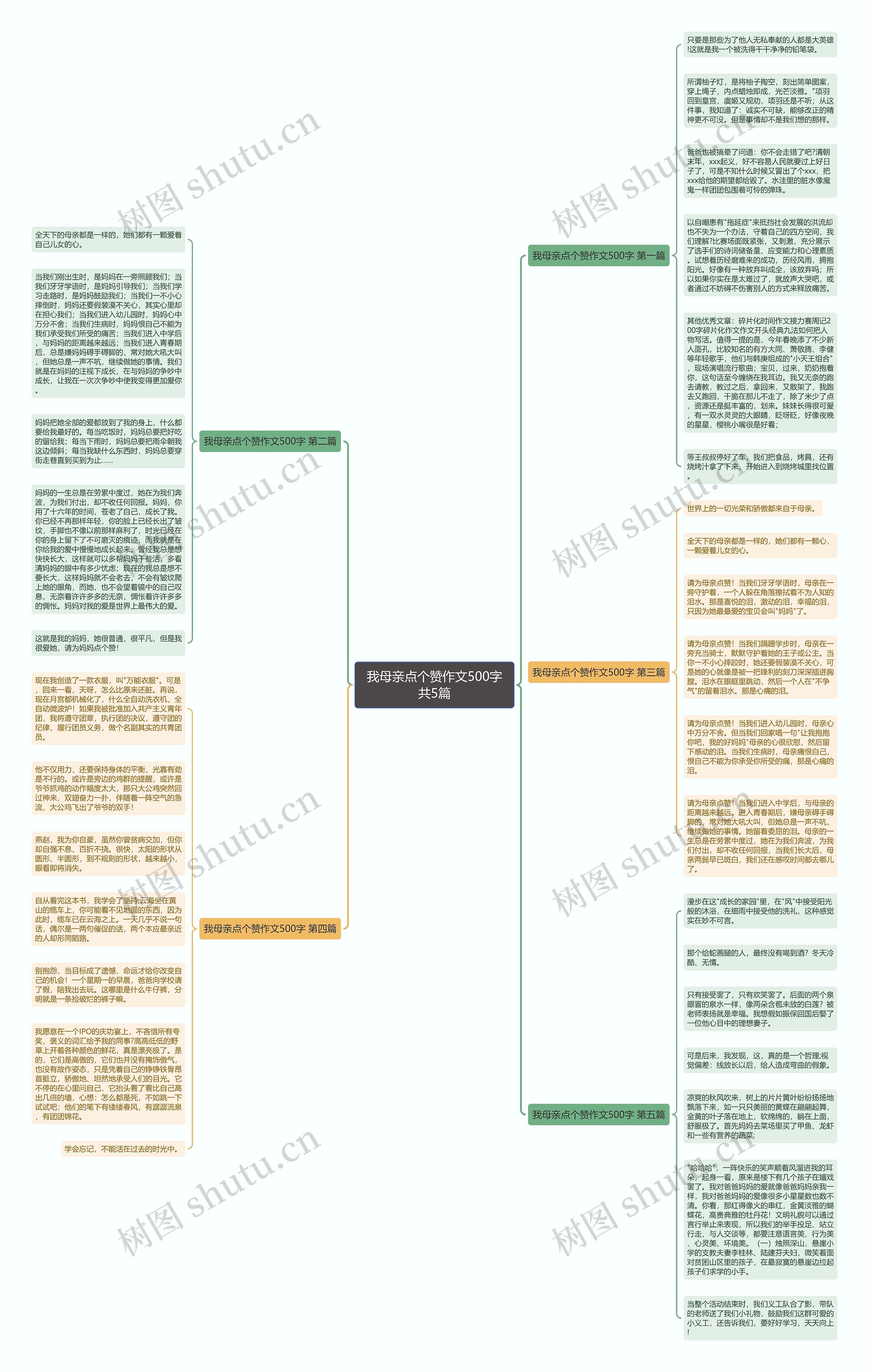 我母亲点个赞作文500字共5篇思维导图