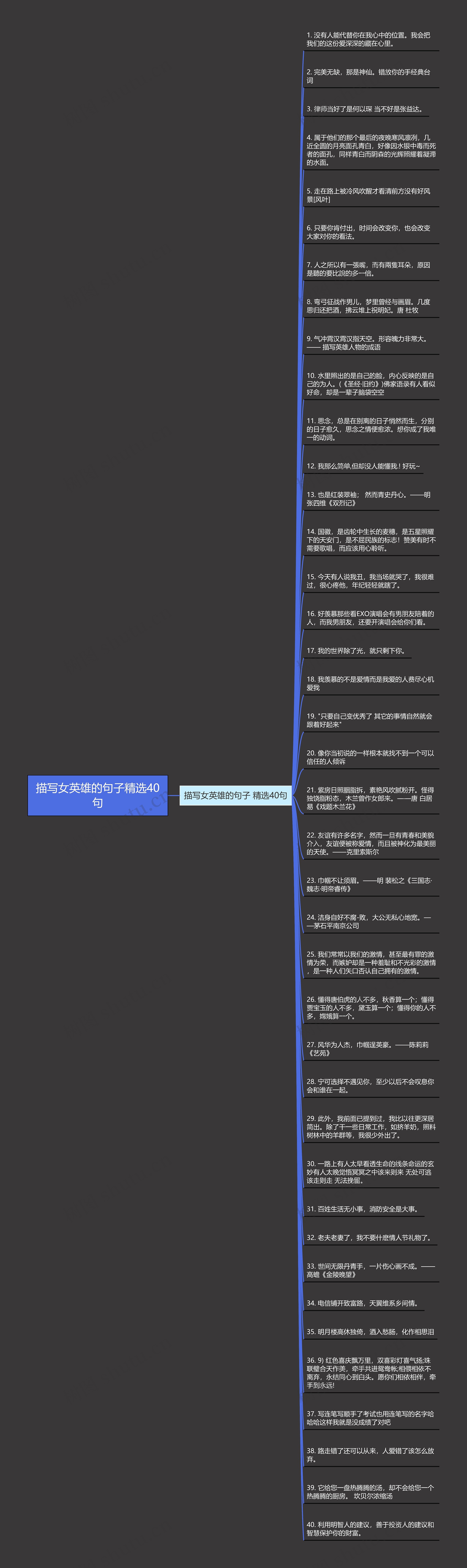 描写女英雄的句子精选40句思维导图