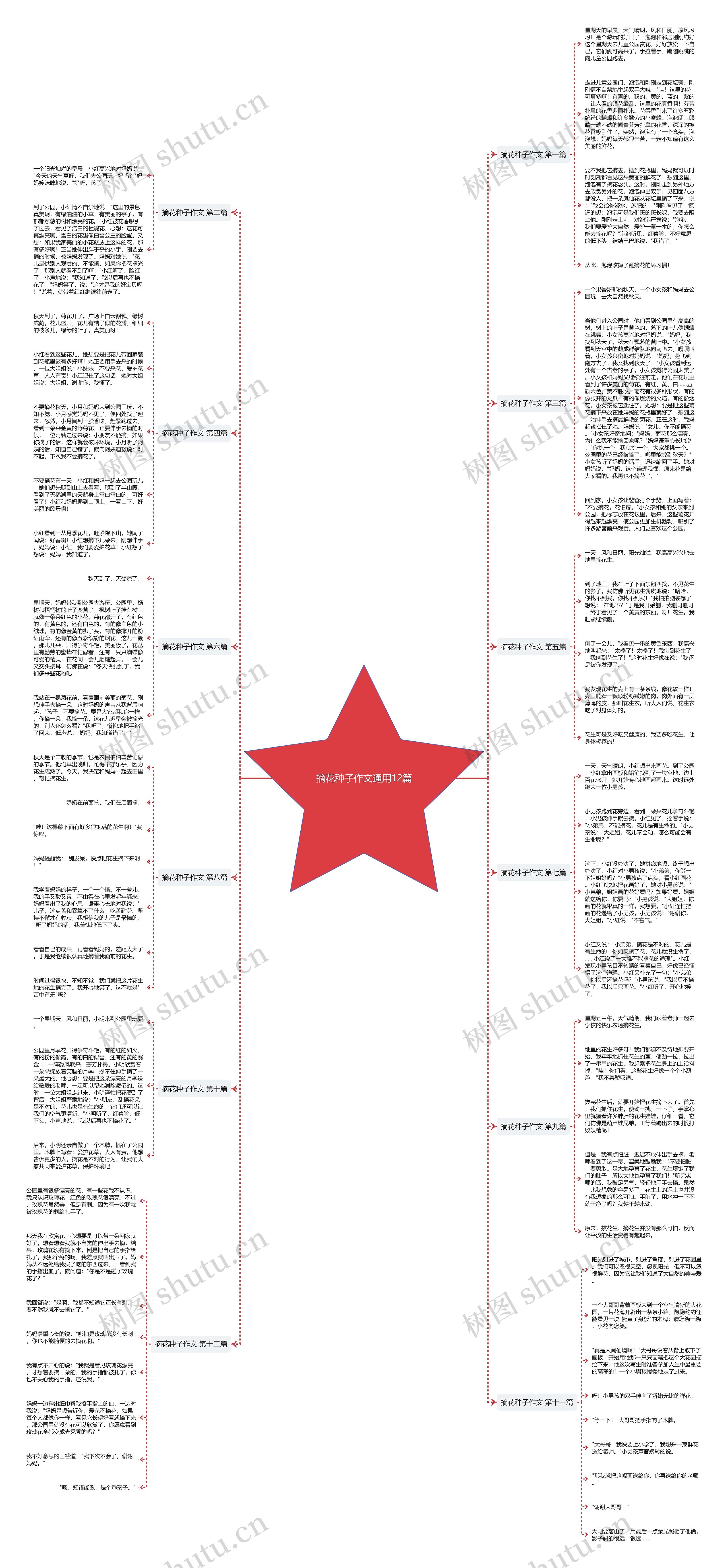 摘花种子作文通用12篇思维导图