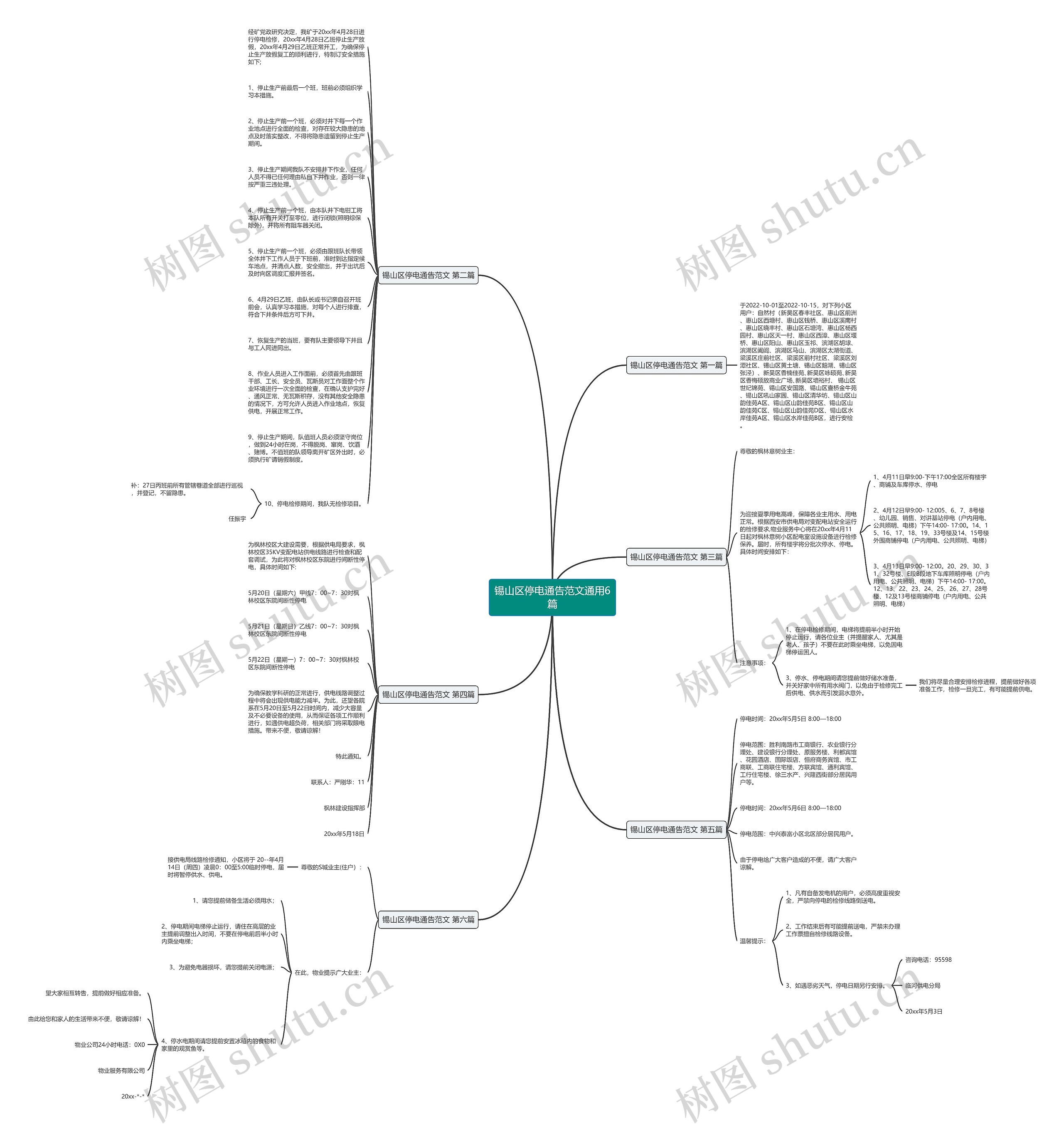 锡山区停电通告范文通用6篇思维导图