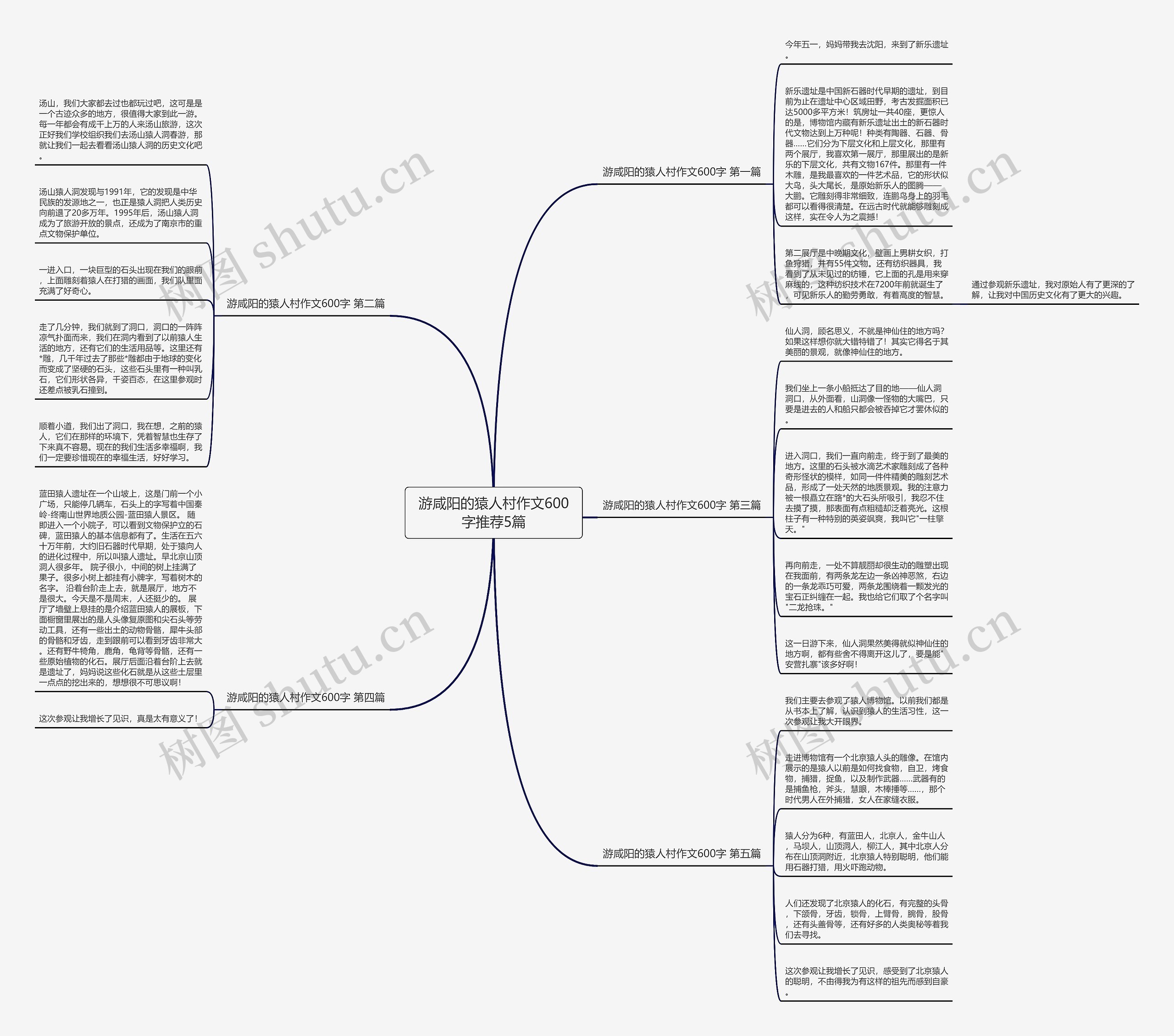 游咸阳的猿人村作文600字推荐5篇思维导图
