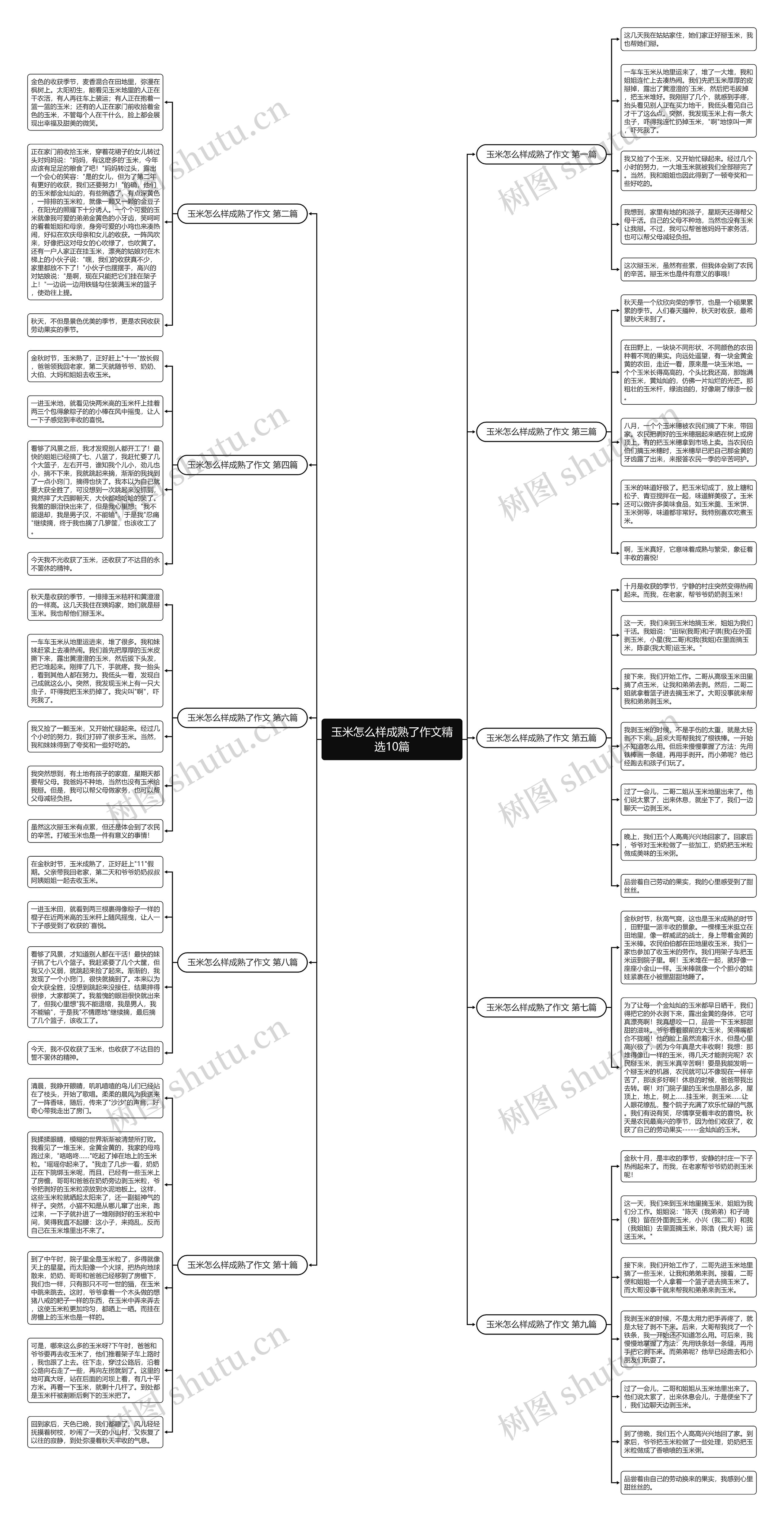 玉米怎么样成熟了作文精选10篇思维导图