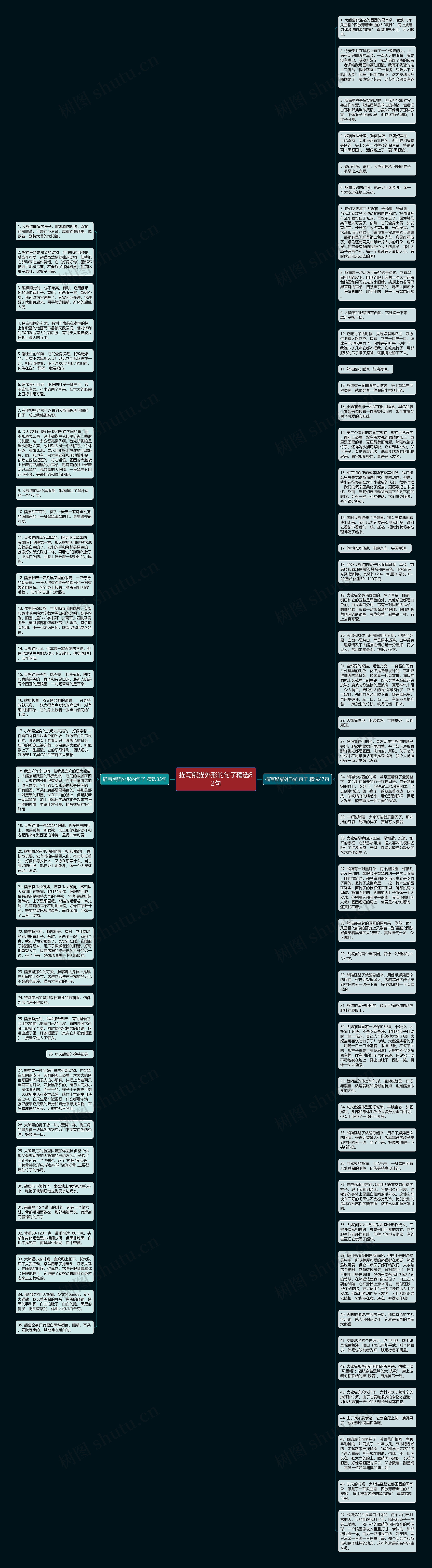 描写熊猫外形的句子精选82句思维导图