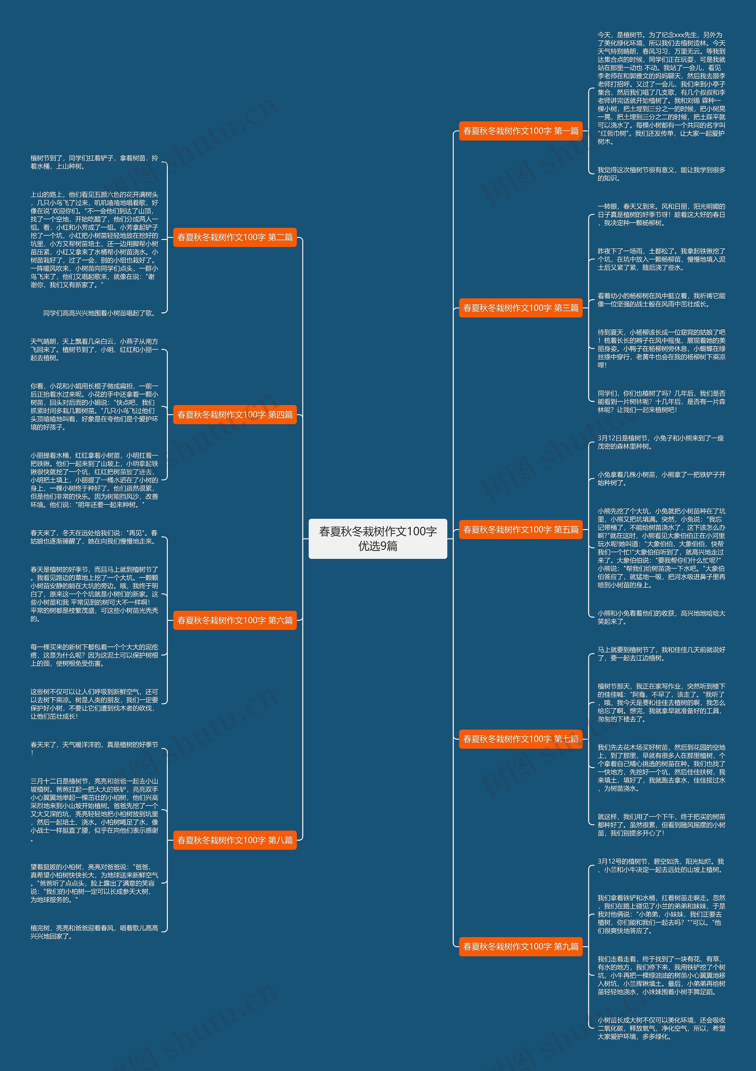 春夏秋冬栽树作文100字优选9篇思维导图