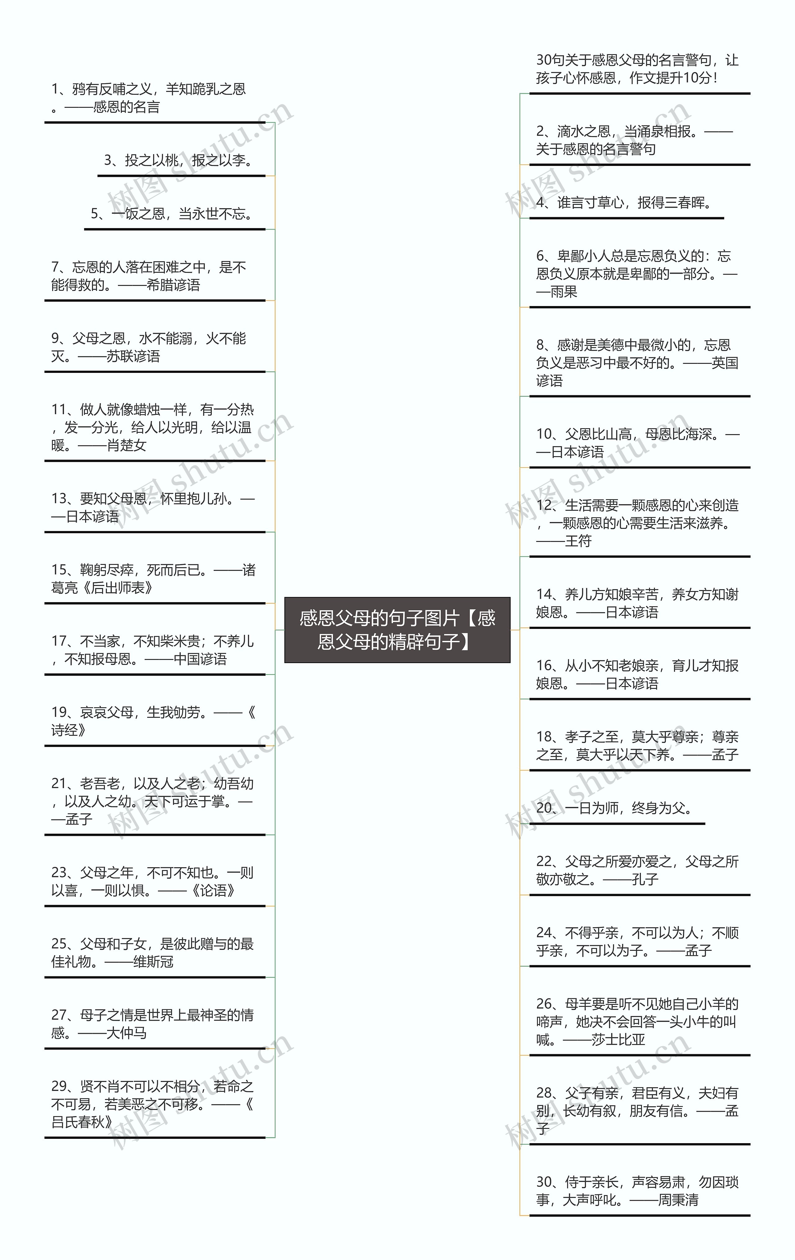 感恩父母的句子图片【感恩父母的精辟句子】思维导图