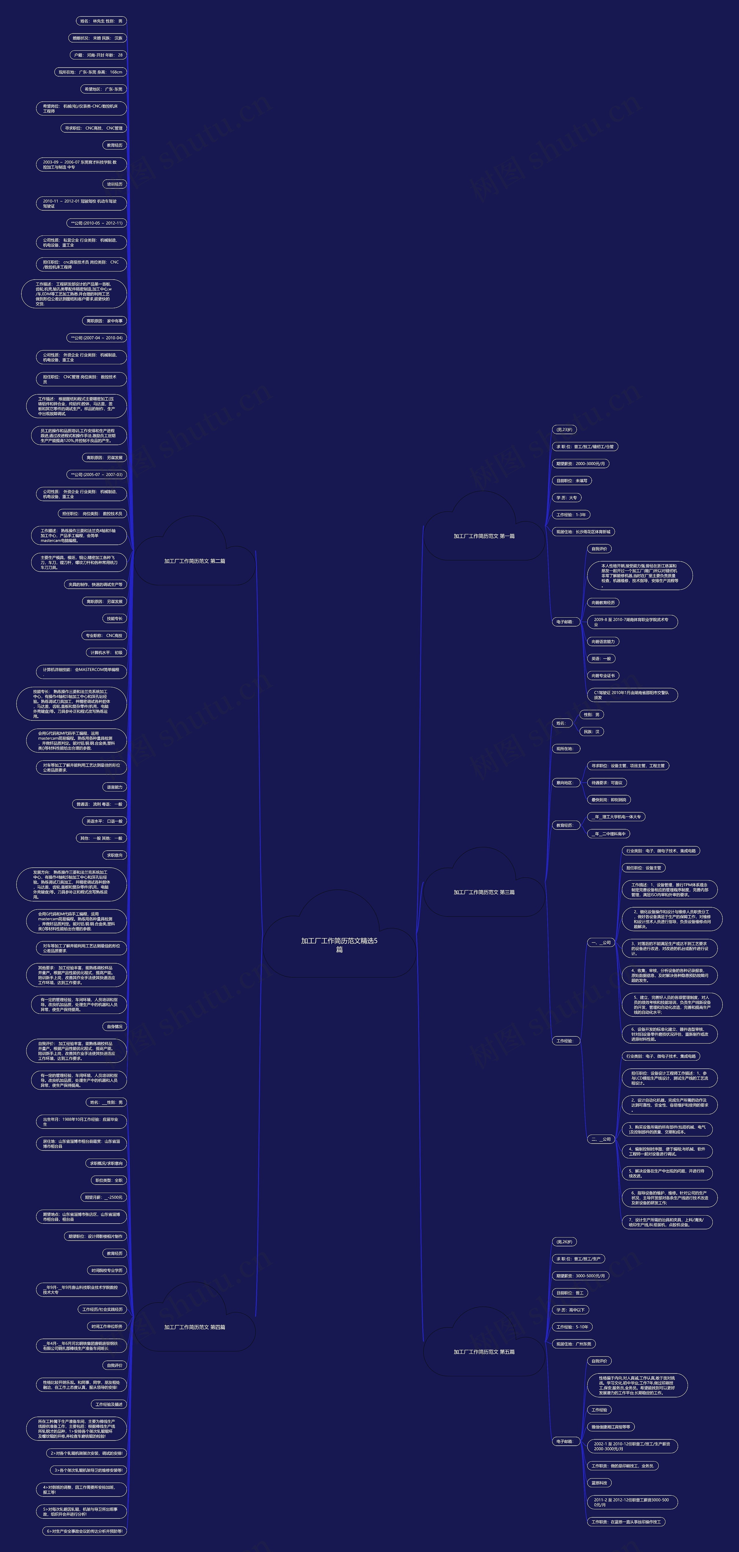 加工厂工作简历范文精选5篇思维导图