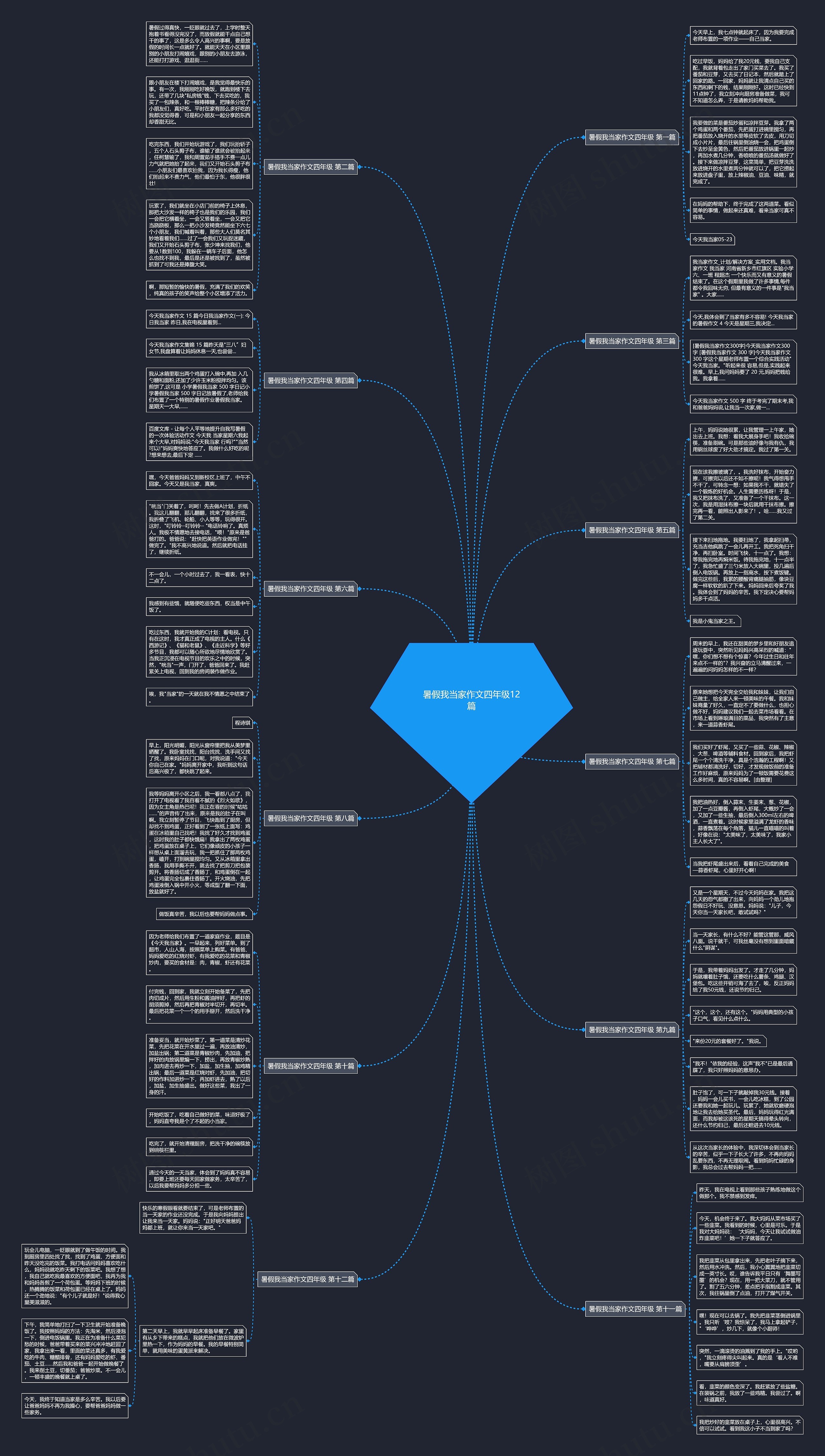 暑假我当家作文四年级12篇思维导图