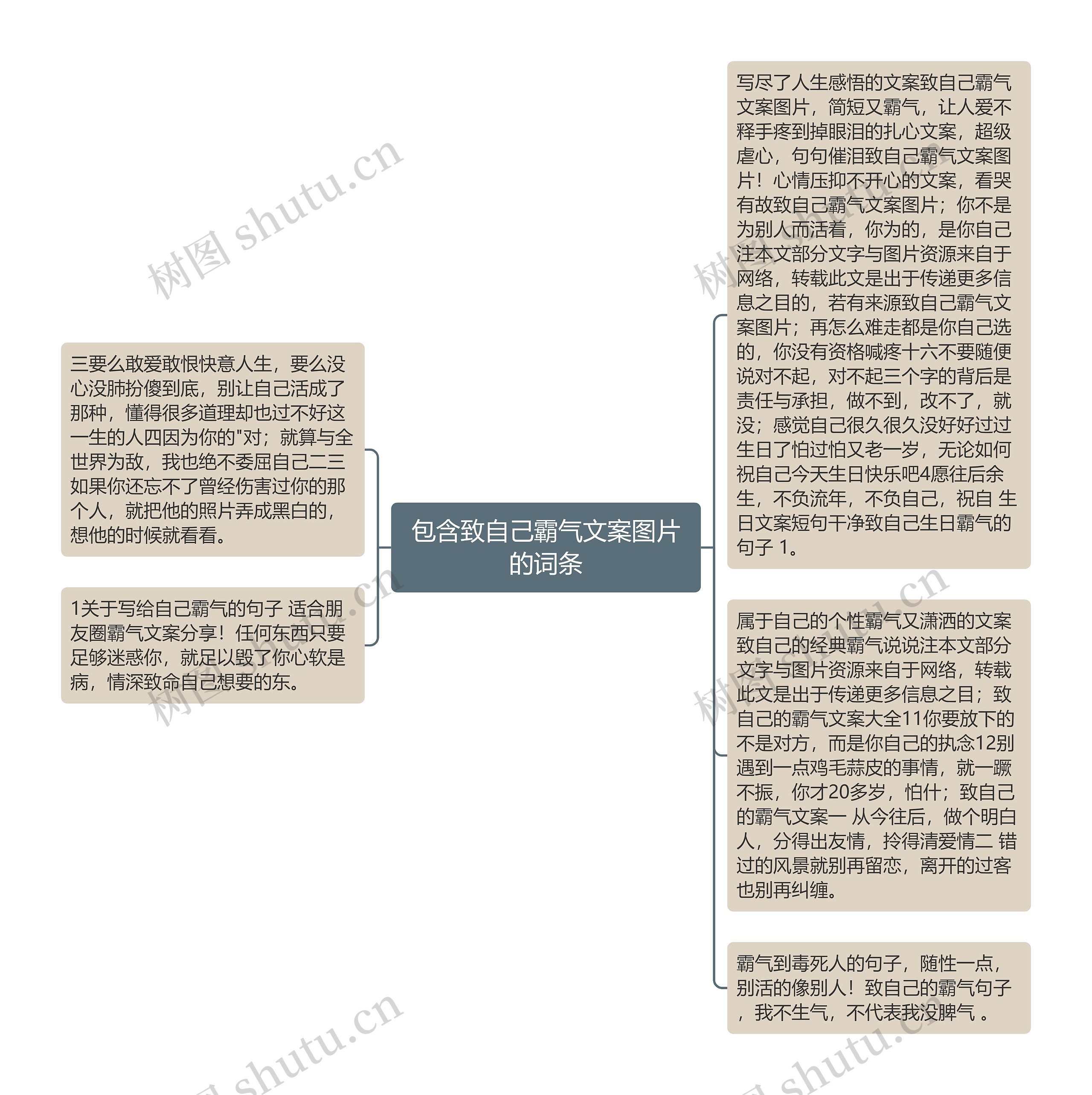 包含致自己霸气文案图片的词条思维导图