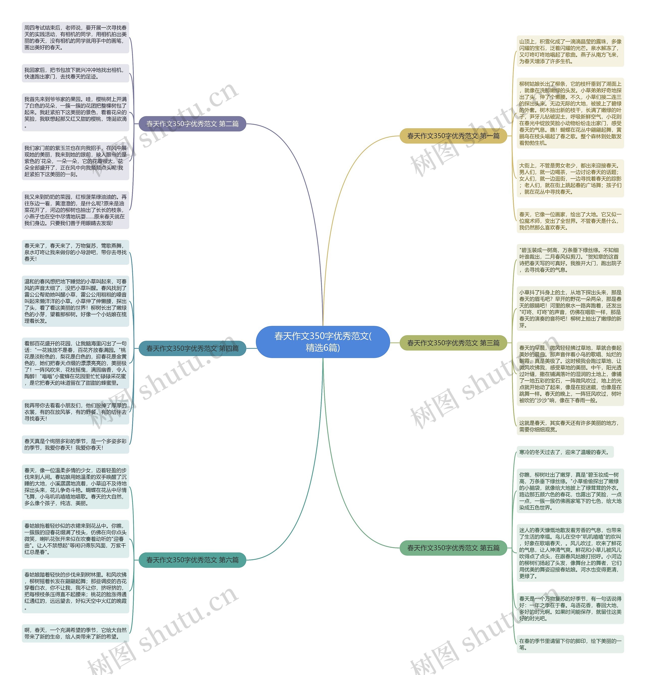 春天作文350字优秀范文(精选6篇)思维导图