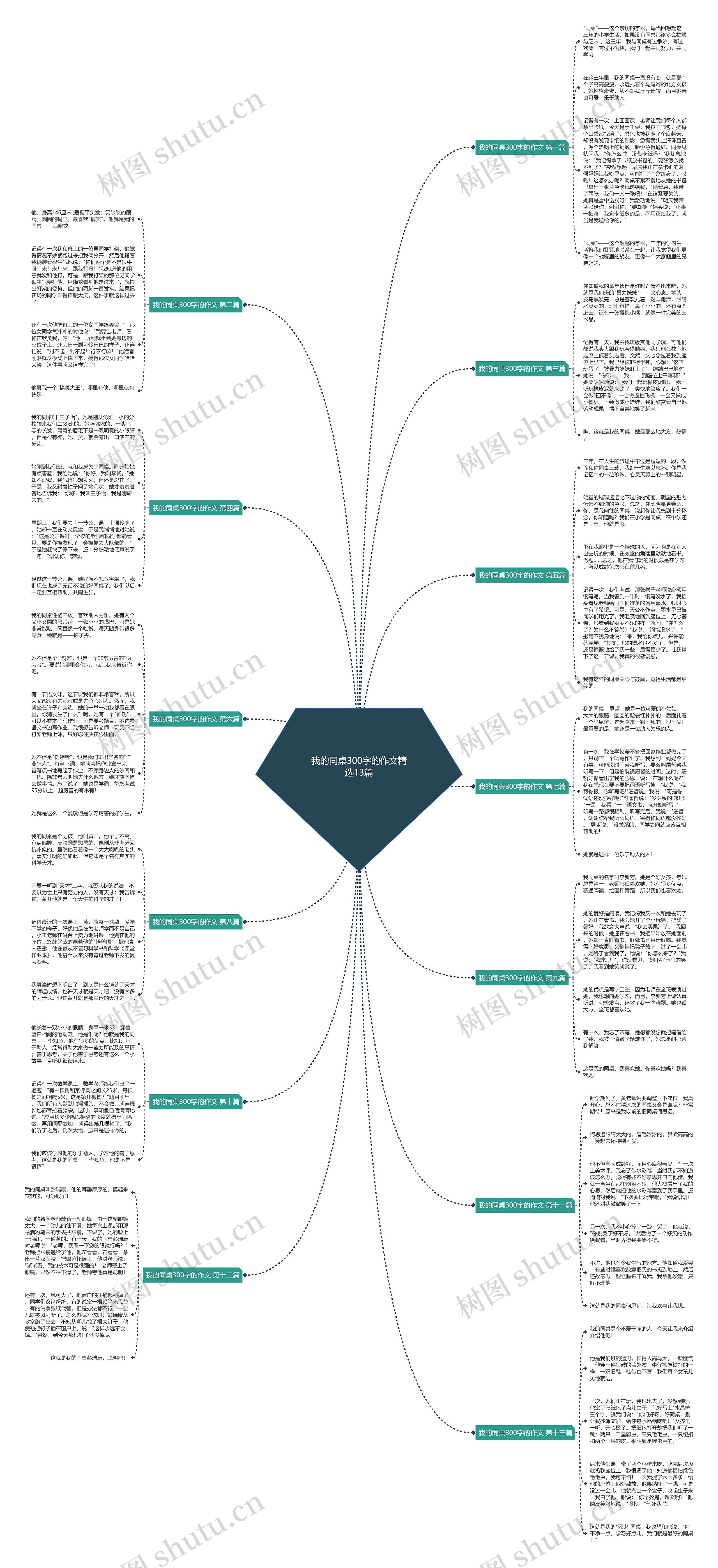 我的同桌300字的作文精选13篇思维导图