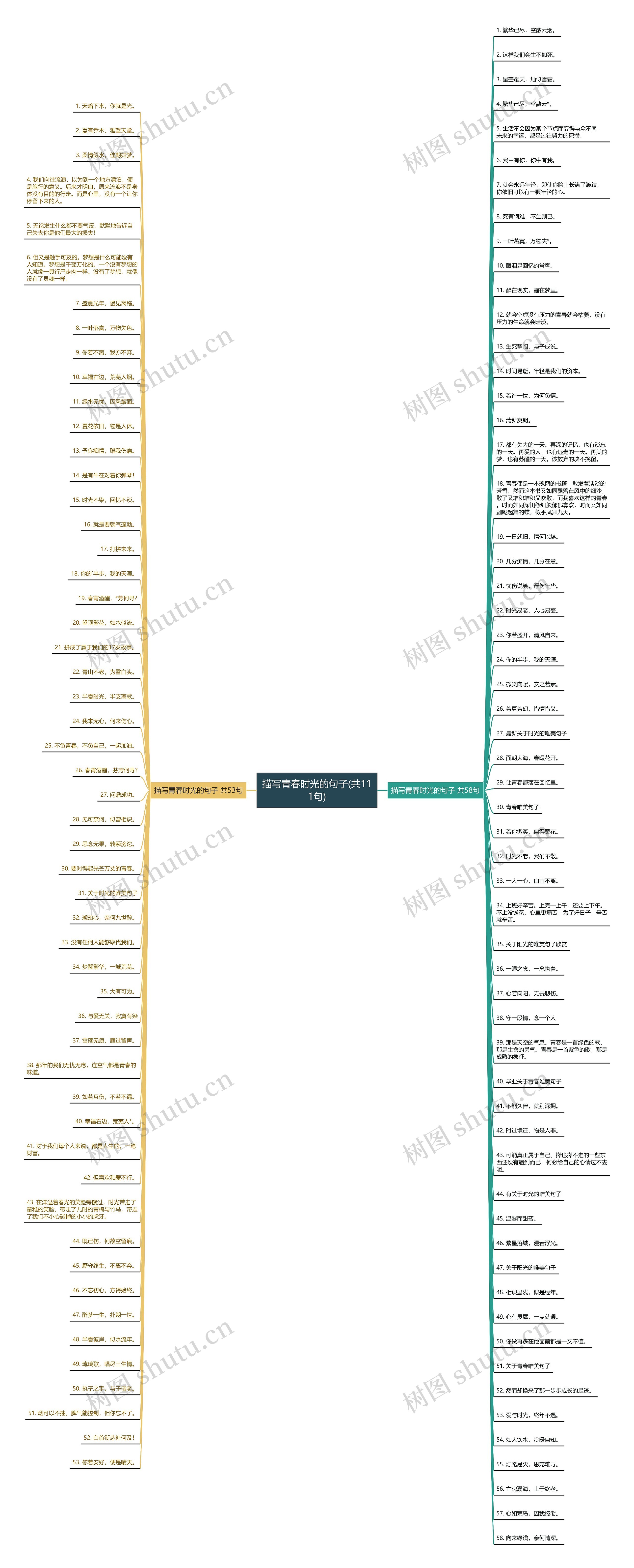 描写青春时光的句子(共111句)思维导图