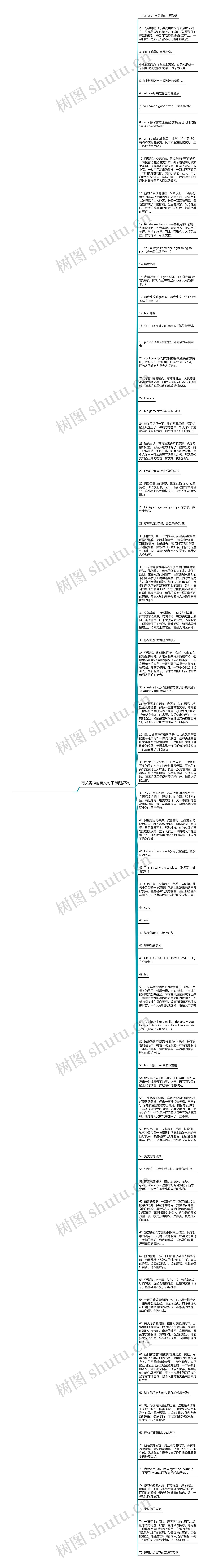 有关男神的英文句子精选75句思维导图