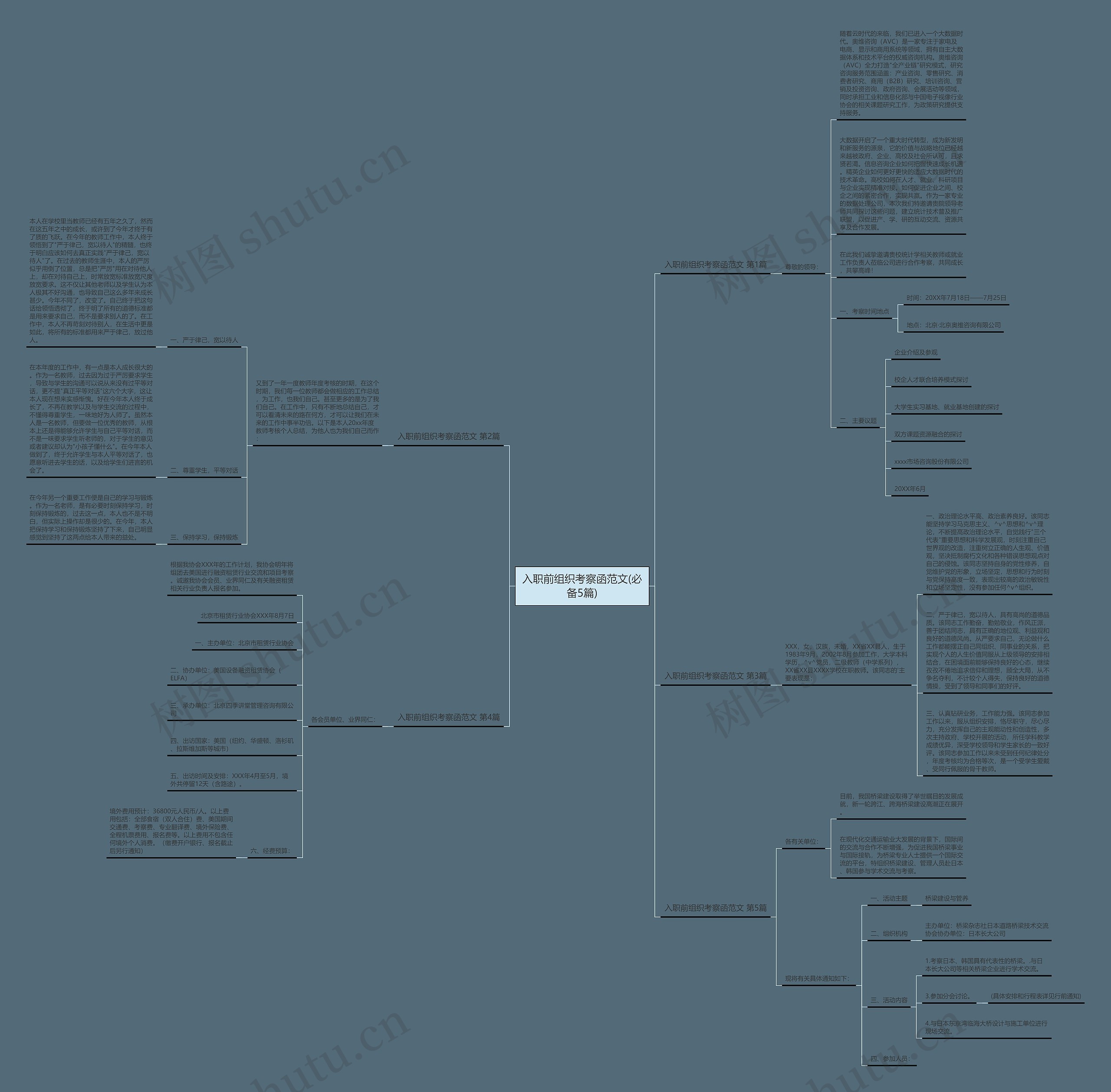 入职前组织考察函范文(必备5篇)思维导图