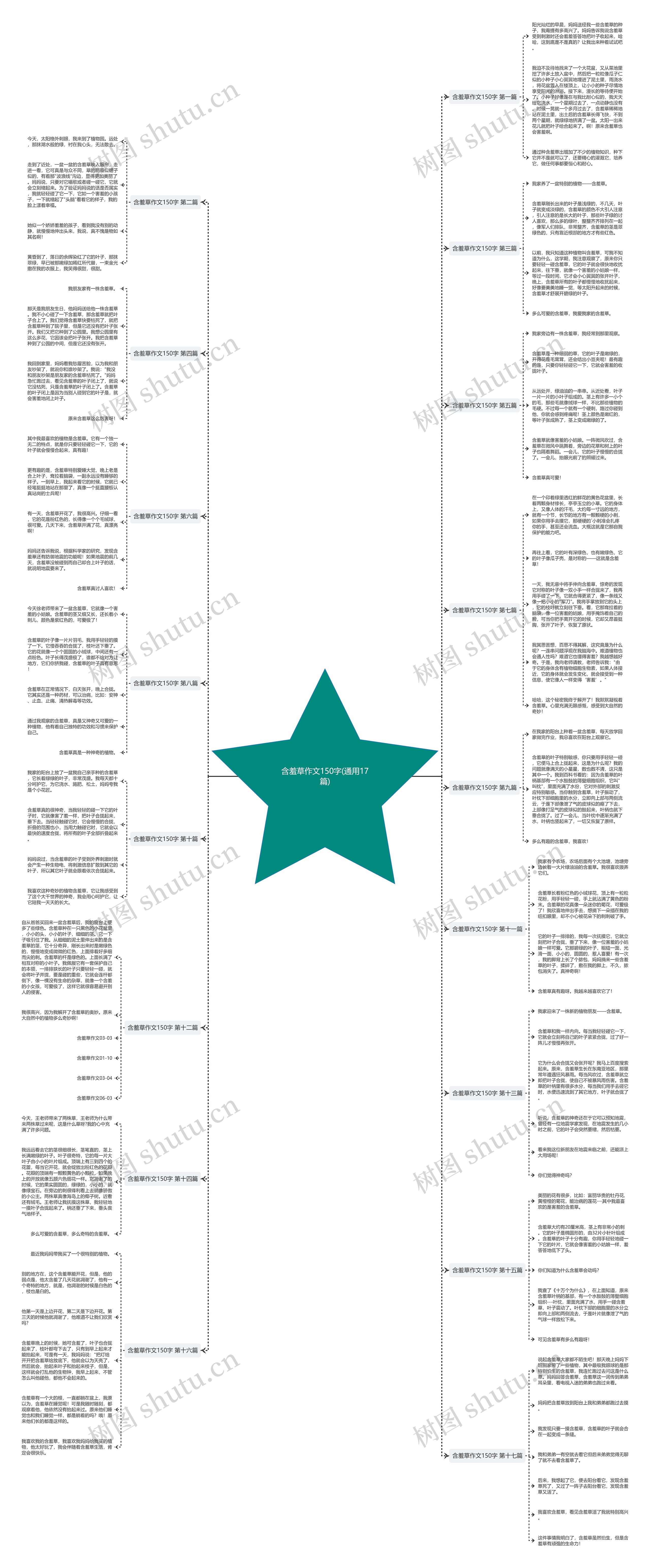 含羞草作文150字(通用17篇)思维导图
