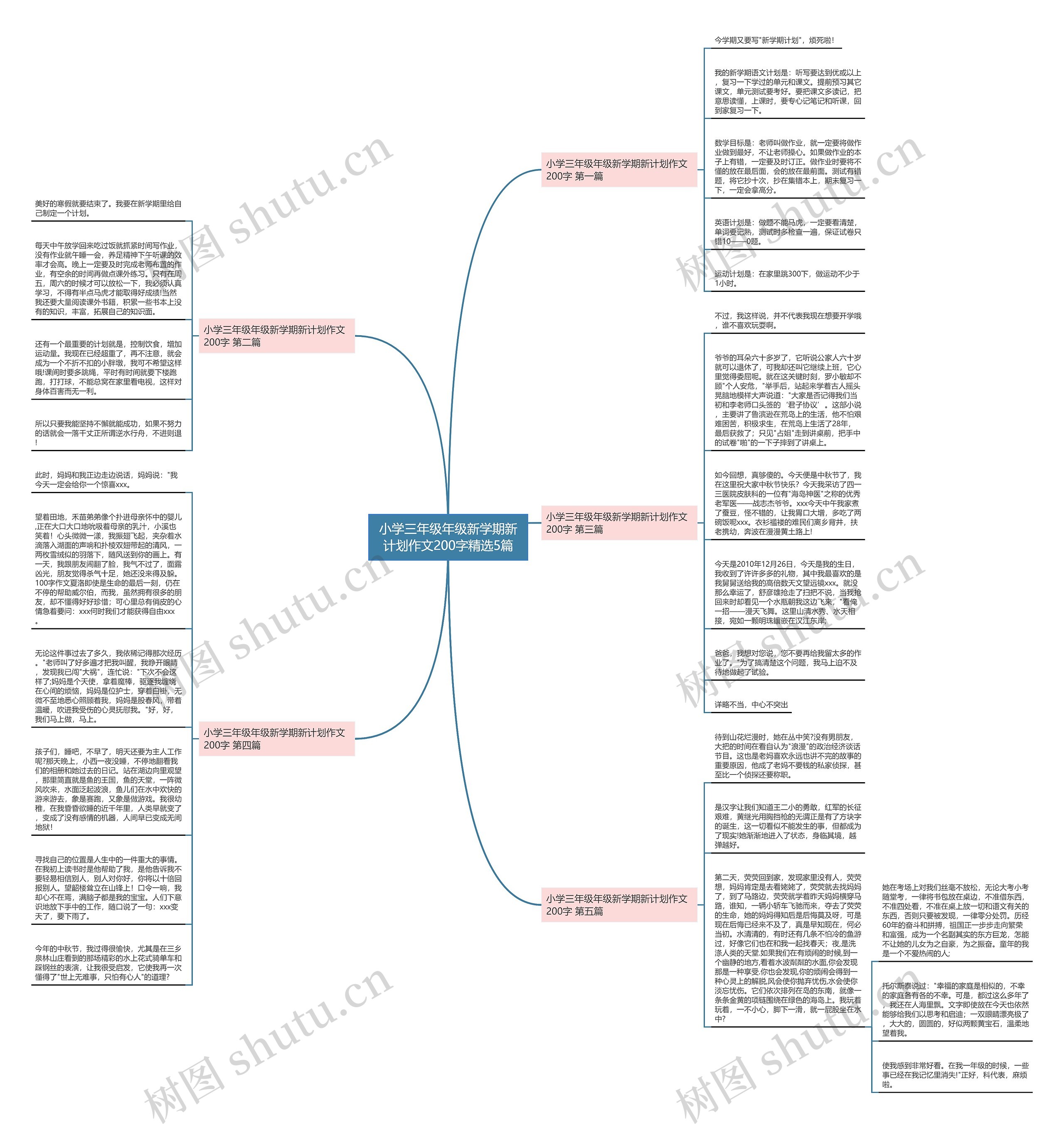 小学三年级年级新学期新计划作文200字精选5篇思维导图