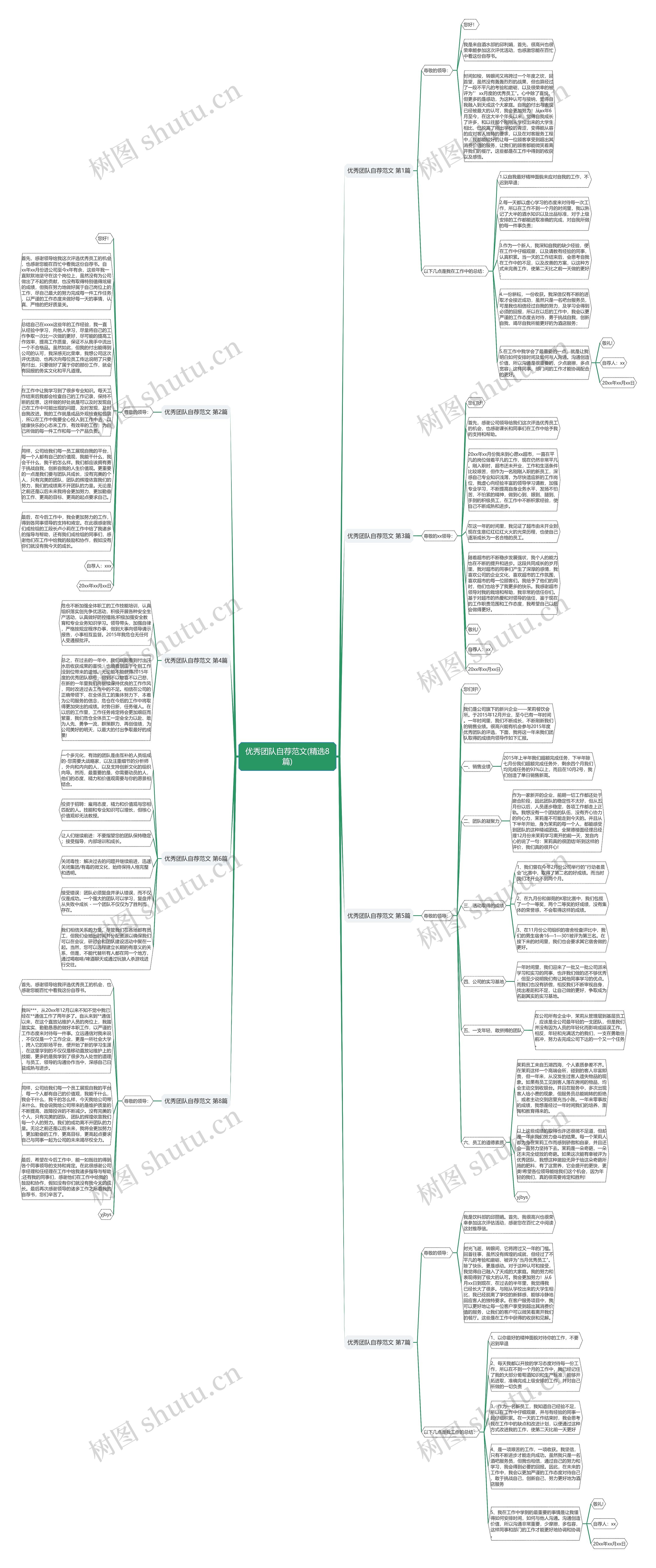 优秀团队自荐范文(精选8篇)思维导图