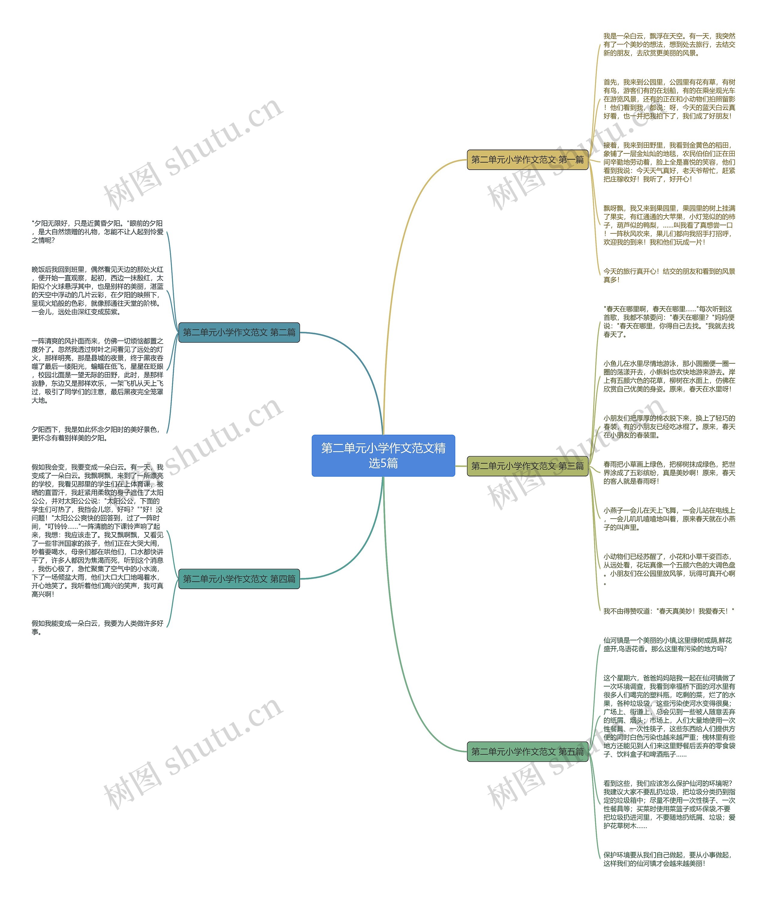 第二单元小学作文范文精选5篇思维导图