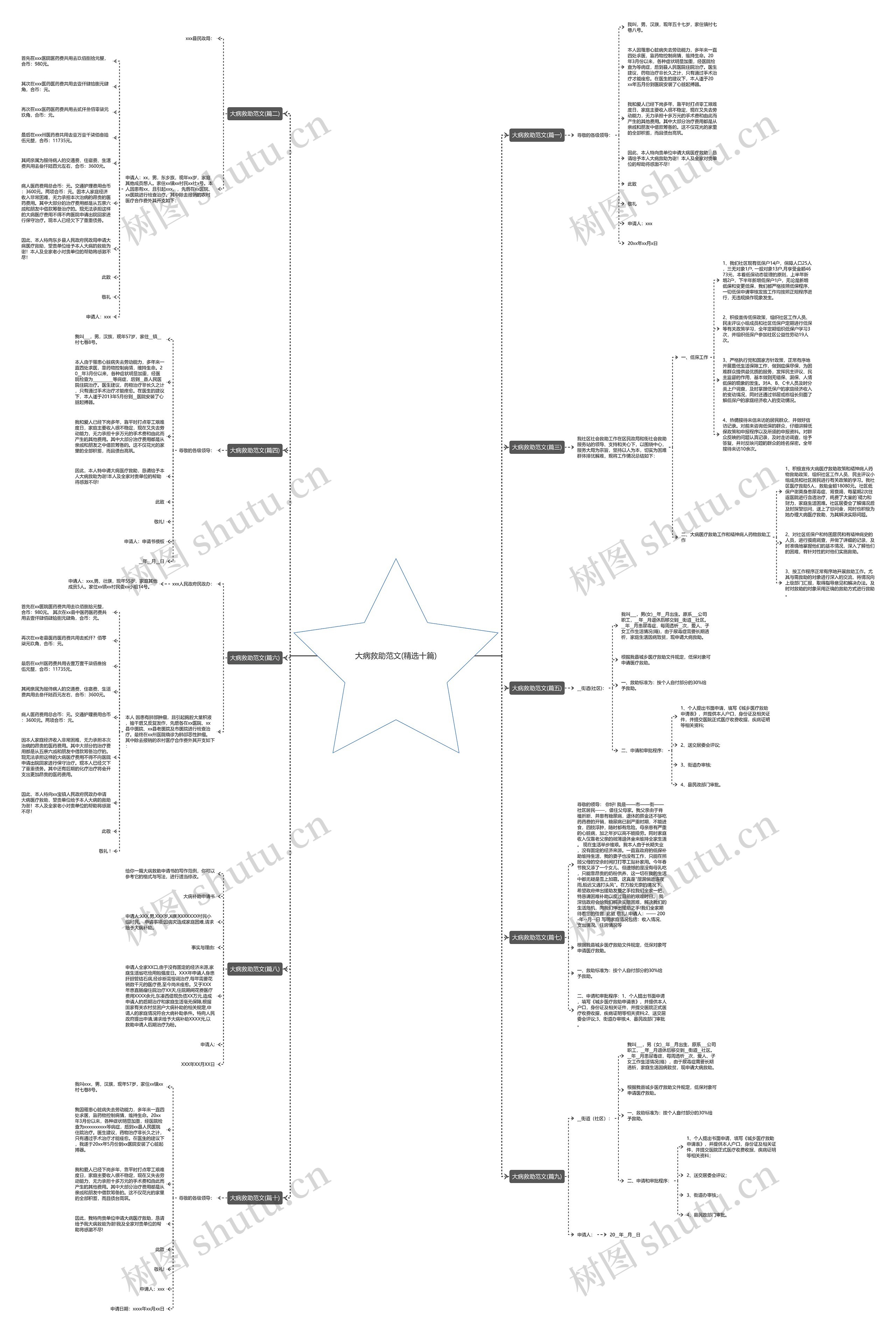 大病救助范文(精选十篇)思维导图