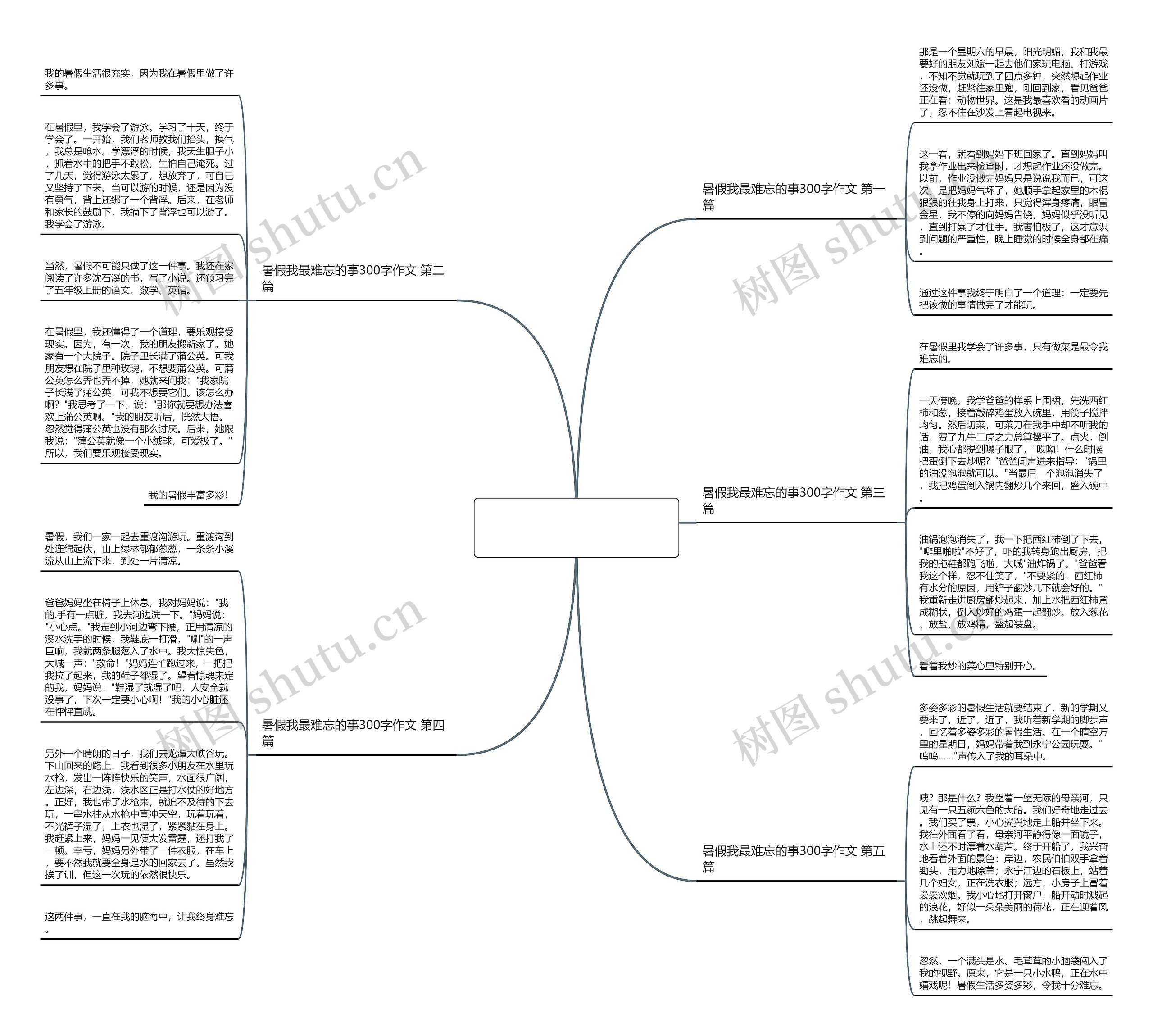 暑假我最难忘的事300字作文推荐5篇思维导图