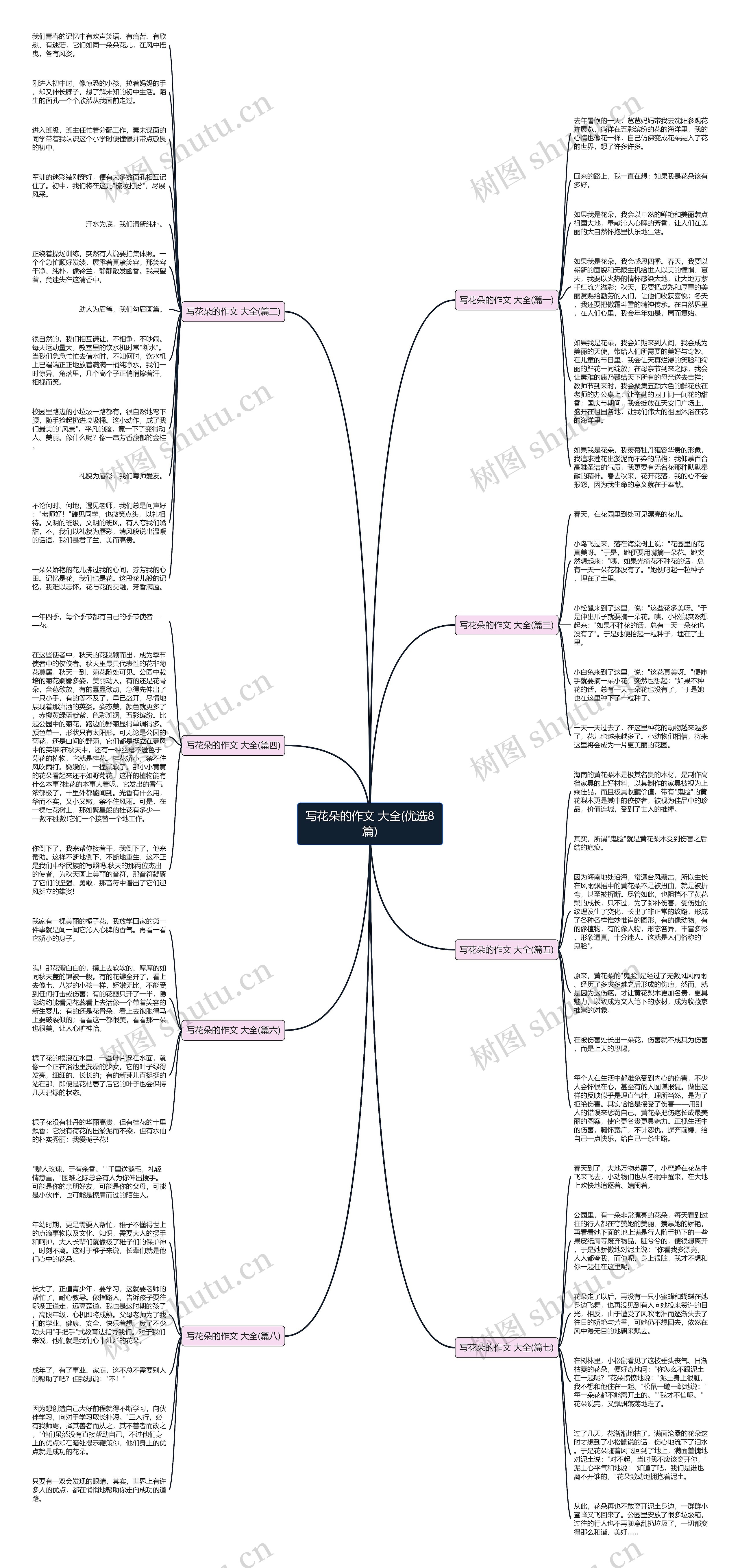 写花朵的作文 大全(优选8篇)思维导图