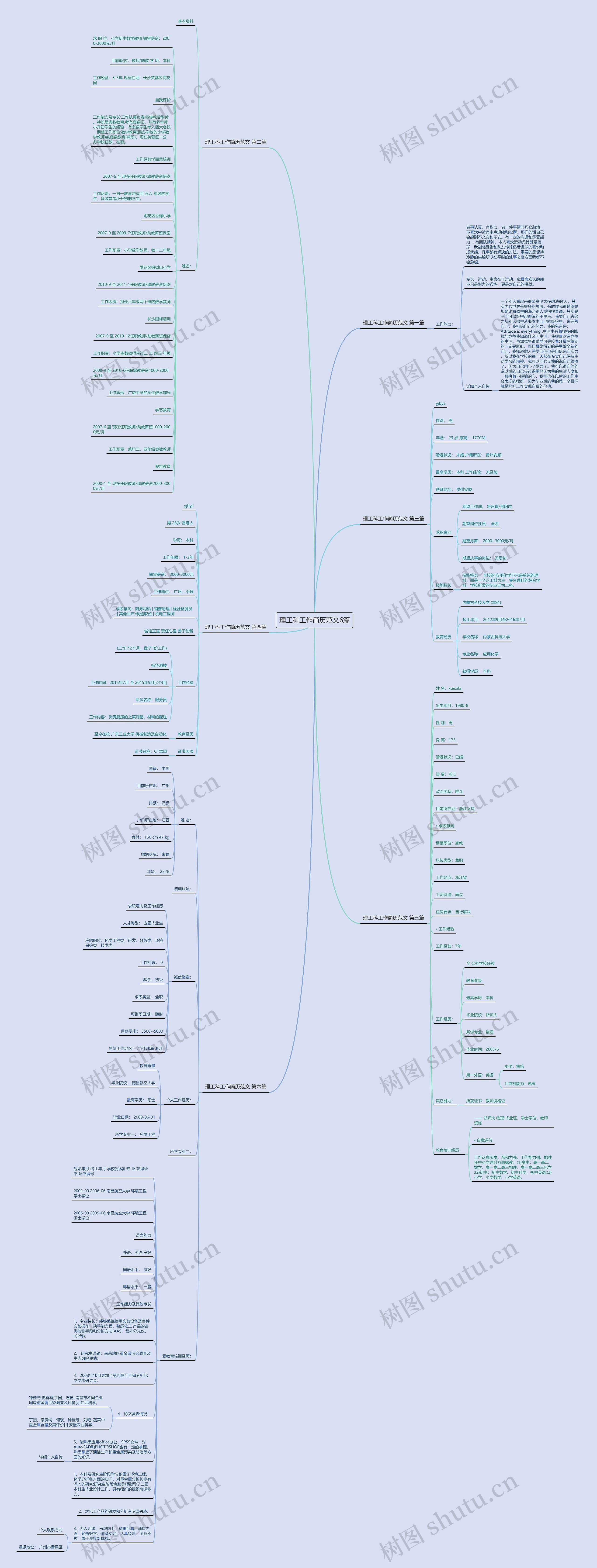 理工科工作简历范文6篇思维导图