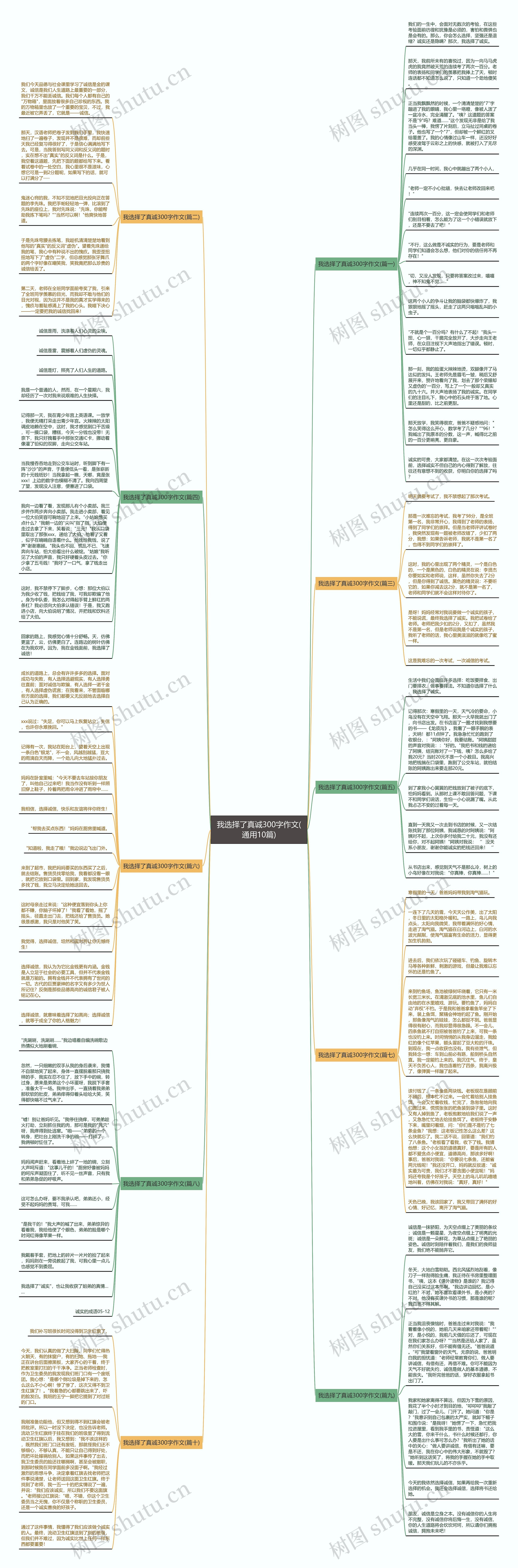 我选择了真诚300字作文(通用10篇)思维导图