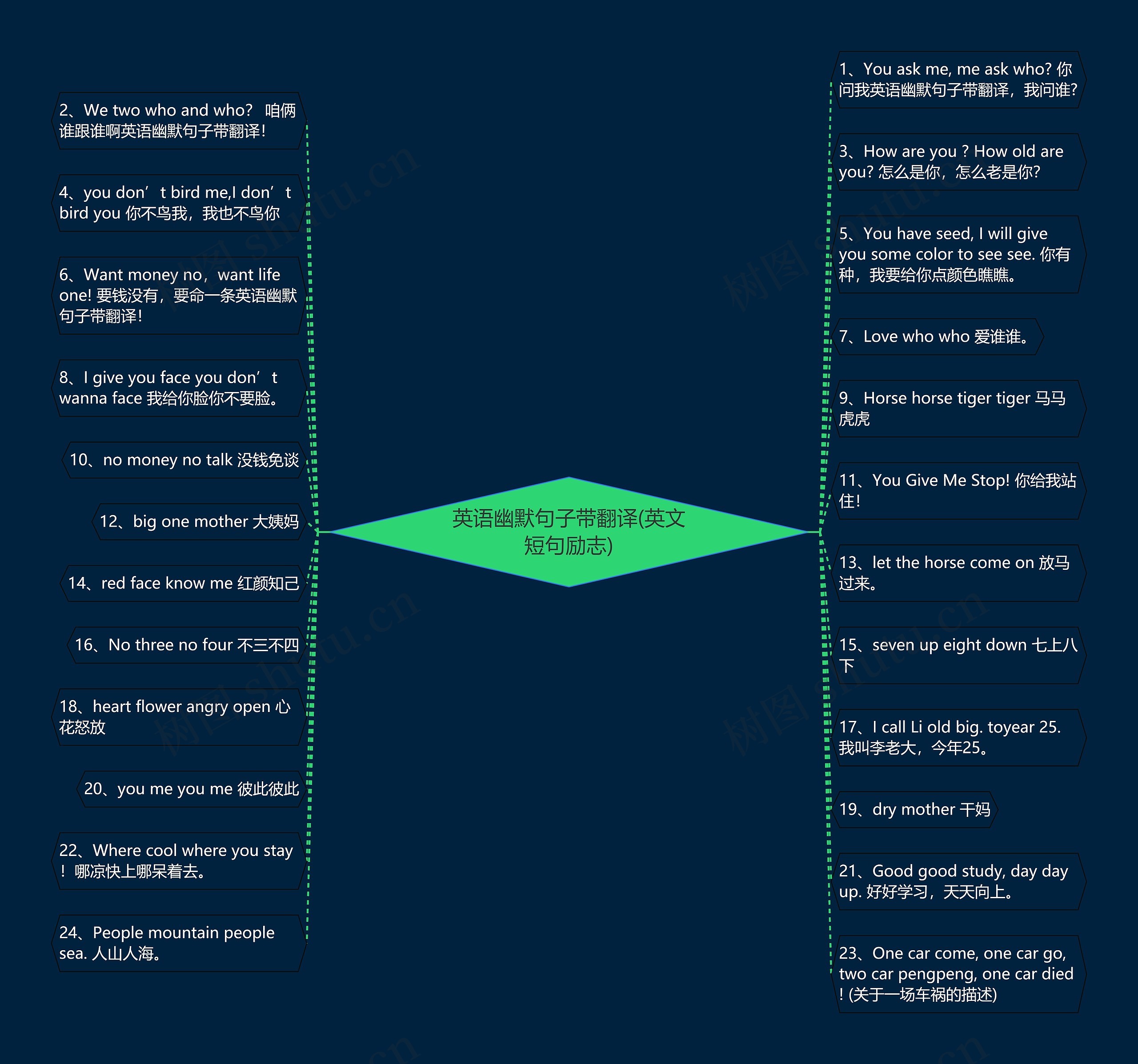 英语幽默句子带翻译(英文短句励志)思维导图