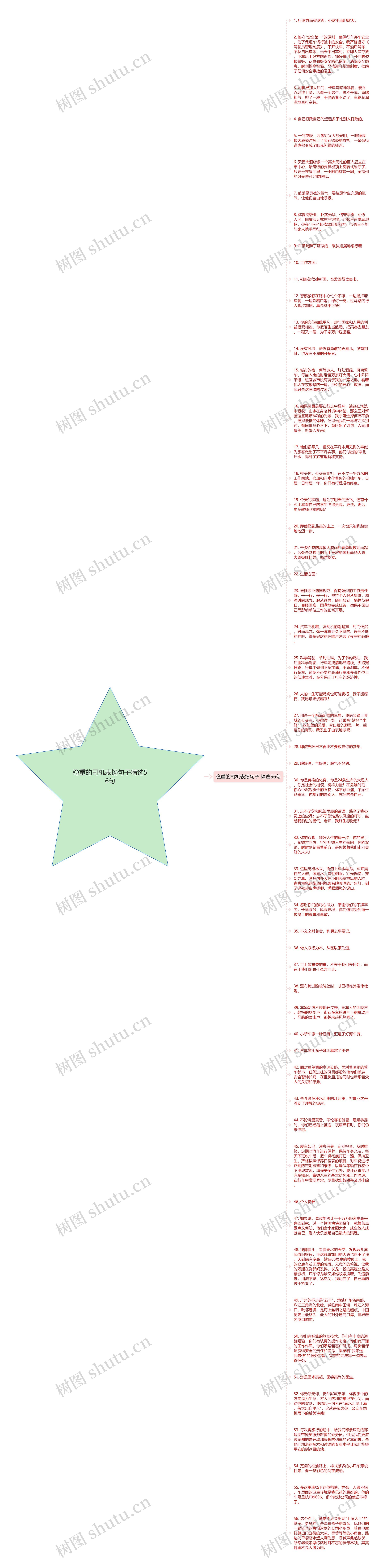 稳重的司机表扬句子精选56句思维导图
