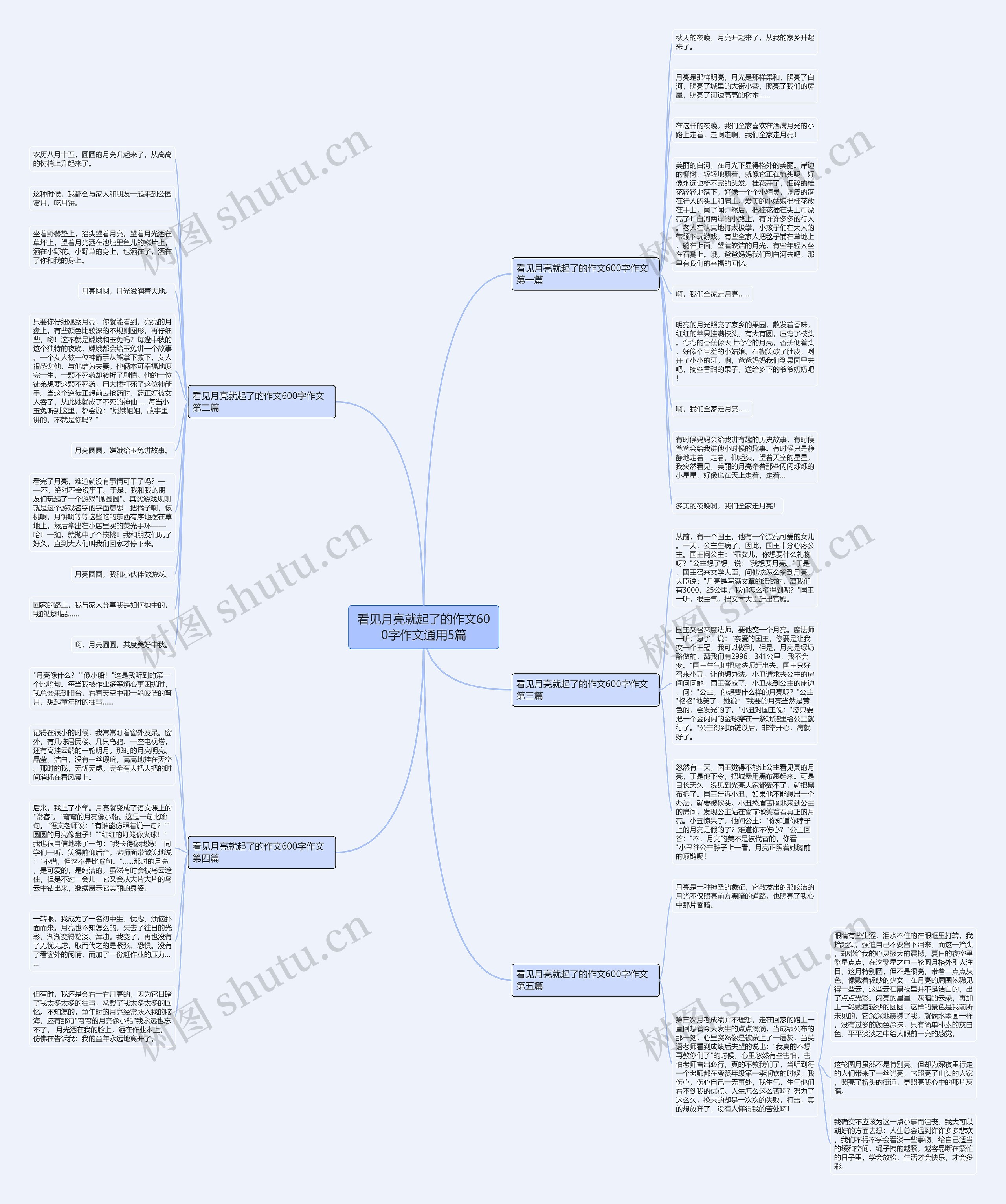 看见月亮就起了的作文600字作文通用5篇思维导图
