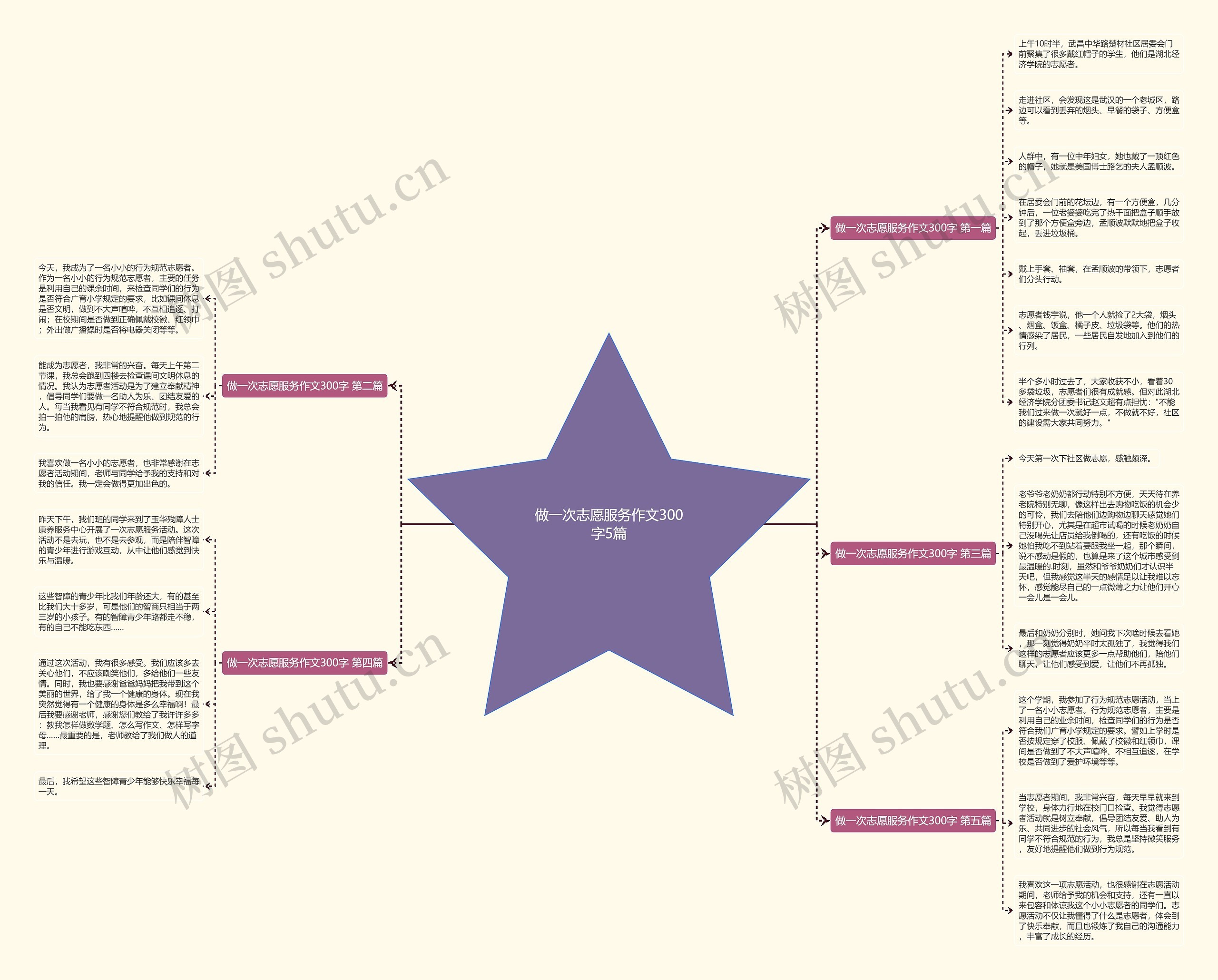 做一次志愿服务作文300字5篇思维导图